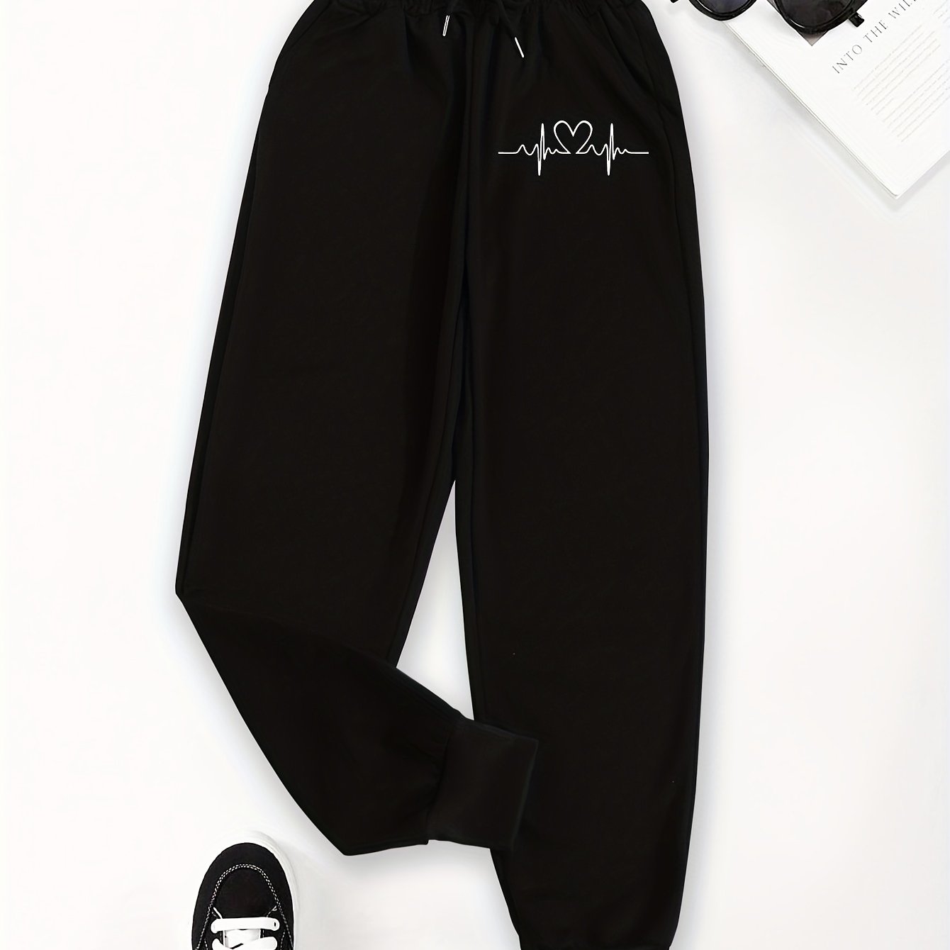 TEMU Fashionable Graphic Print Trousers With An Elastic Waist For Women, Part Of Summer For Valentine's Day 2026