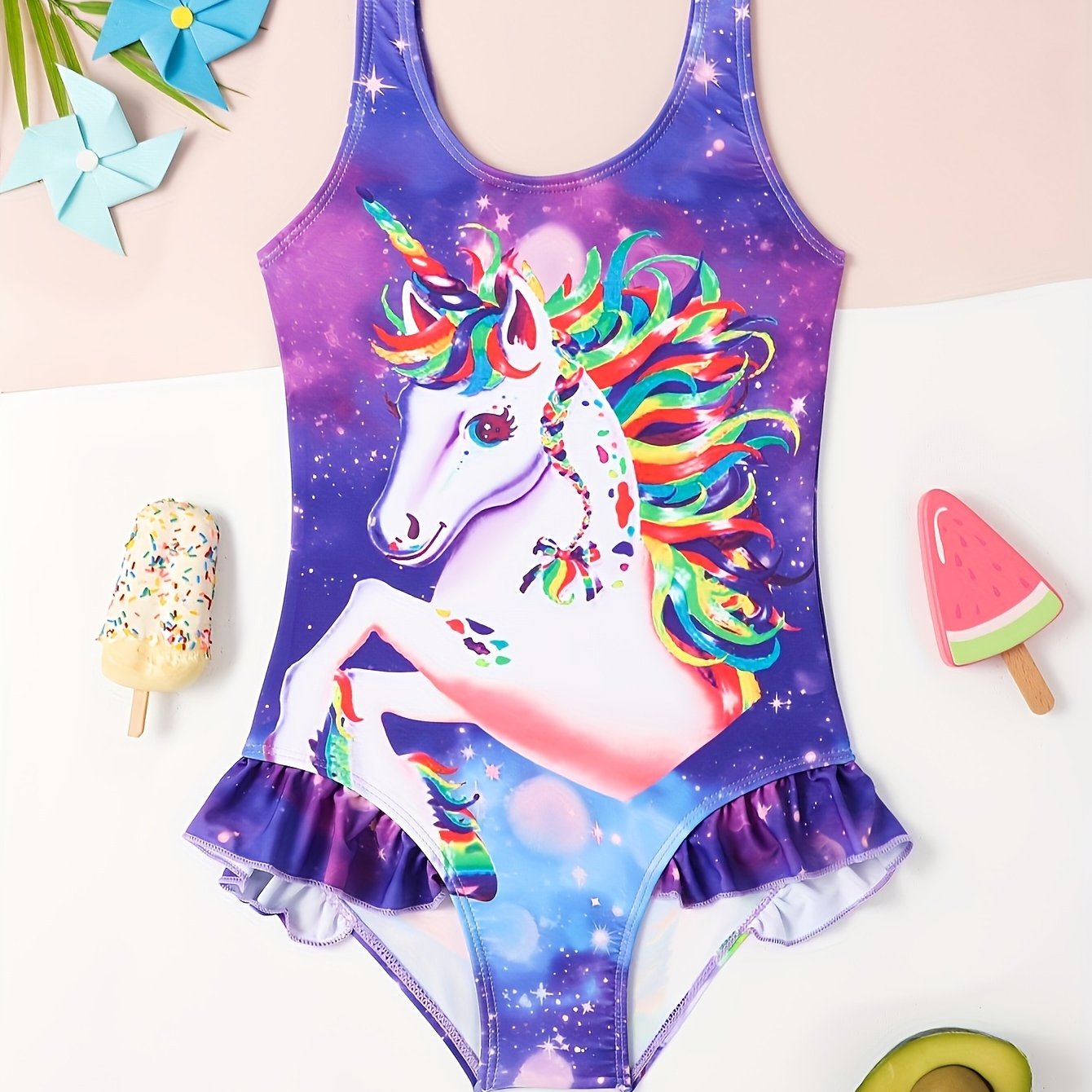 Image of Swimsuit Girls' Sleeveless One-piece Dress Girls' Medium And Large Quick-drying Swimwear