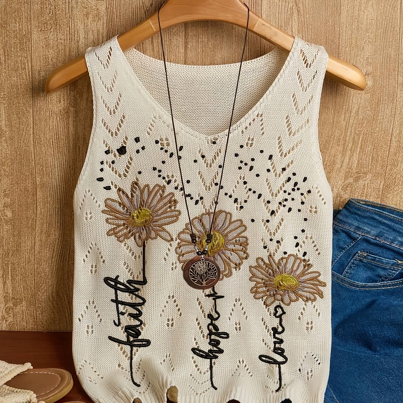 TEMU 2d Flat Pattern Summer Fashion New Pullover V-neck Vest Women's Tank Top Floral Pattern Flat Digital Printing Trendy Women's Clothing Ladies Top