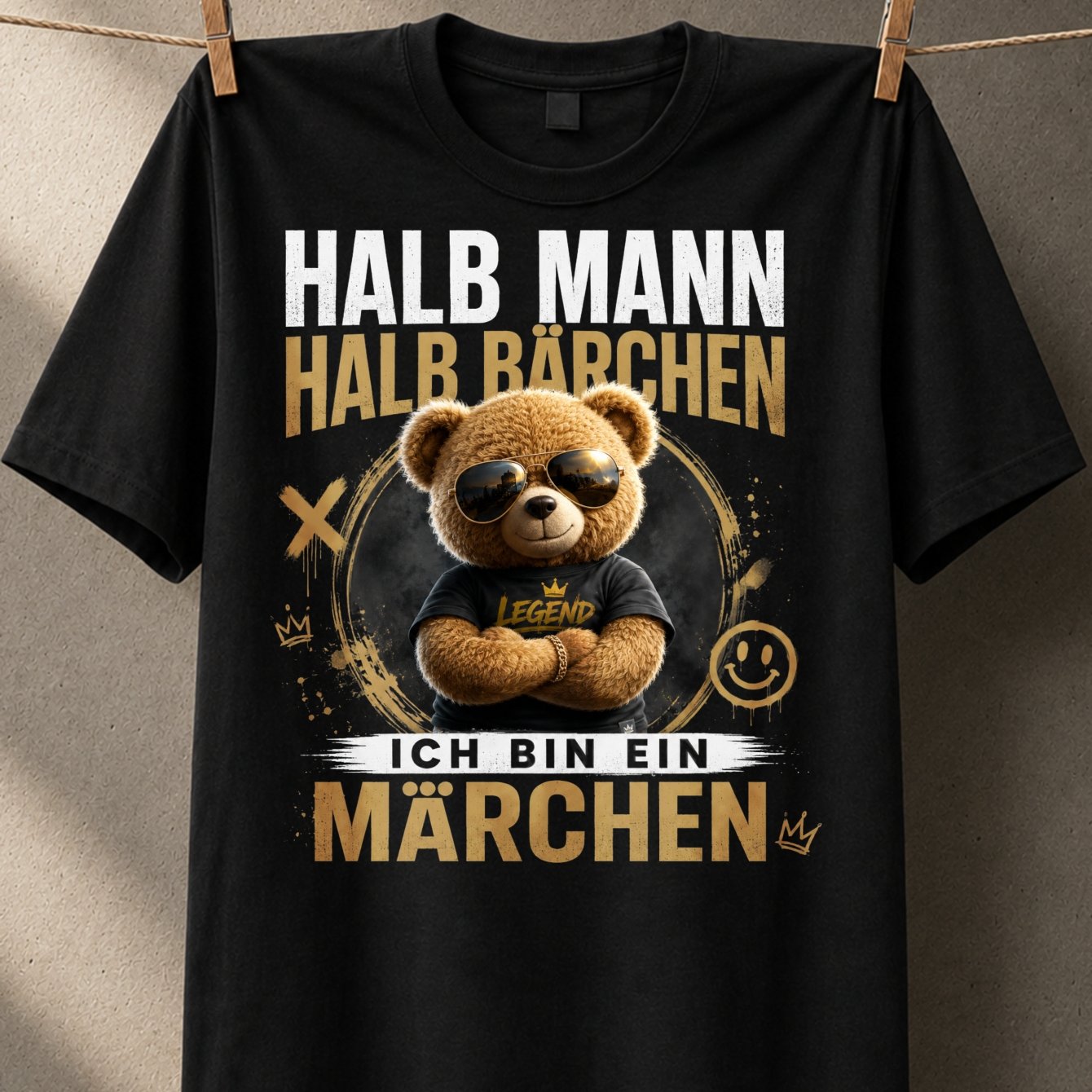 Half For Man Half Bear With Teddy German Half For Man Half Bear Text Crown Brands Legend-style Unisex Print T-shirtunisex