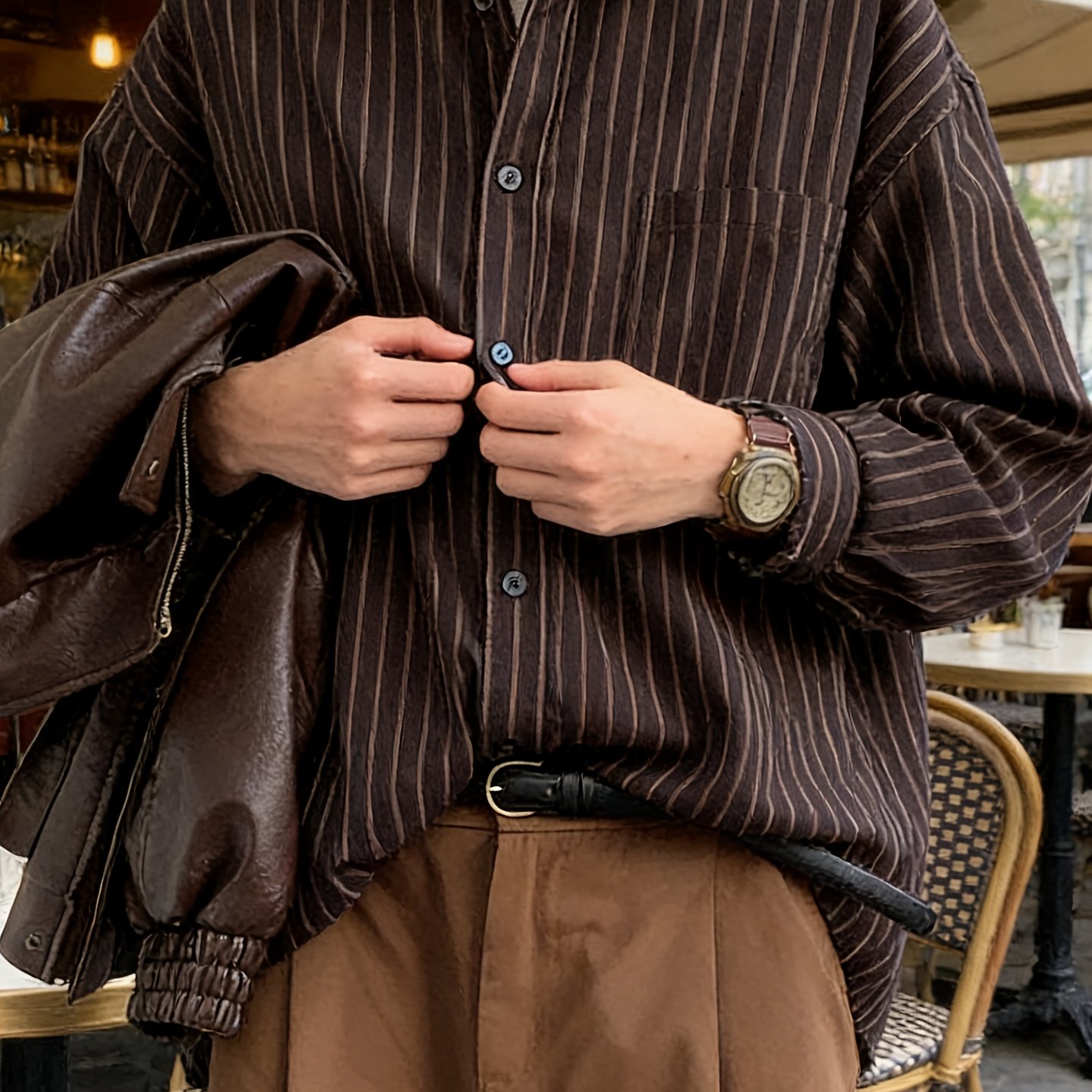 TEMU Spring/autumn Japanese Retro Striped Shirt, Unisex Academy Blouse, Long Sleeve Loose All-match Top