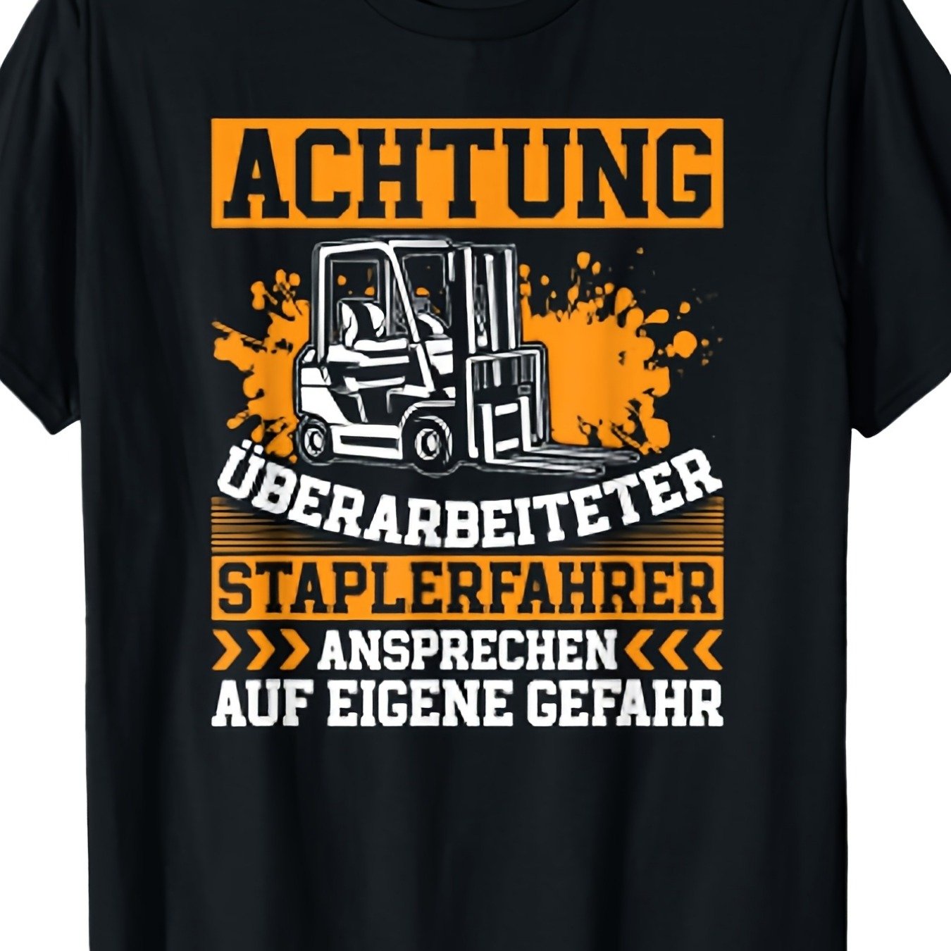 Forklift Driver Approach At Your Own Casual Crew Neck T-shirt With Geometric Pattern, , Stretch Fabric, Regular Fit For Men
