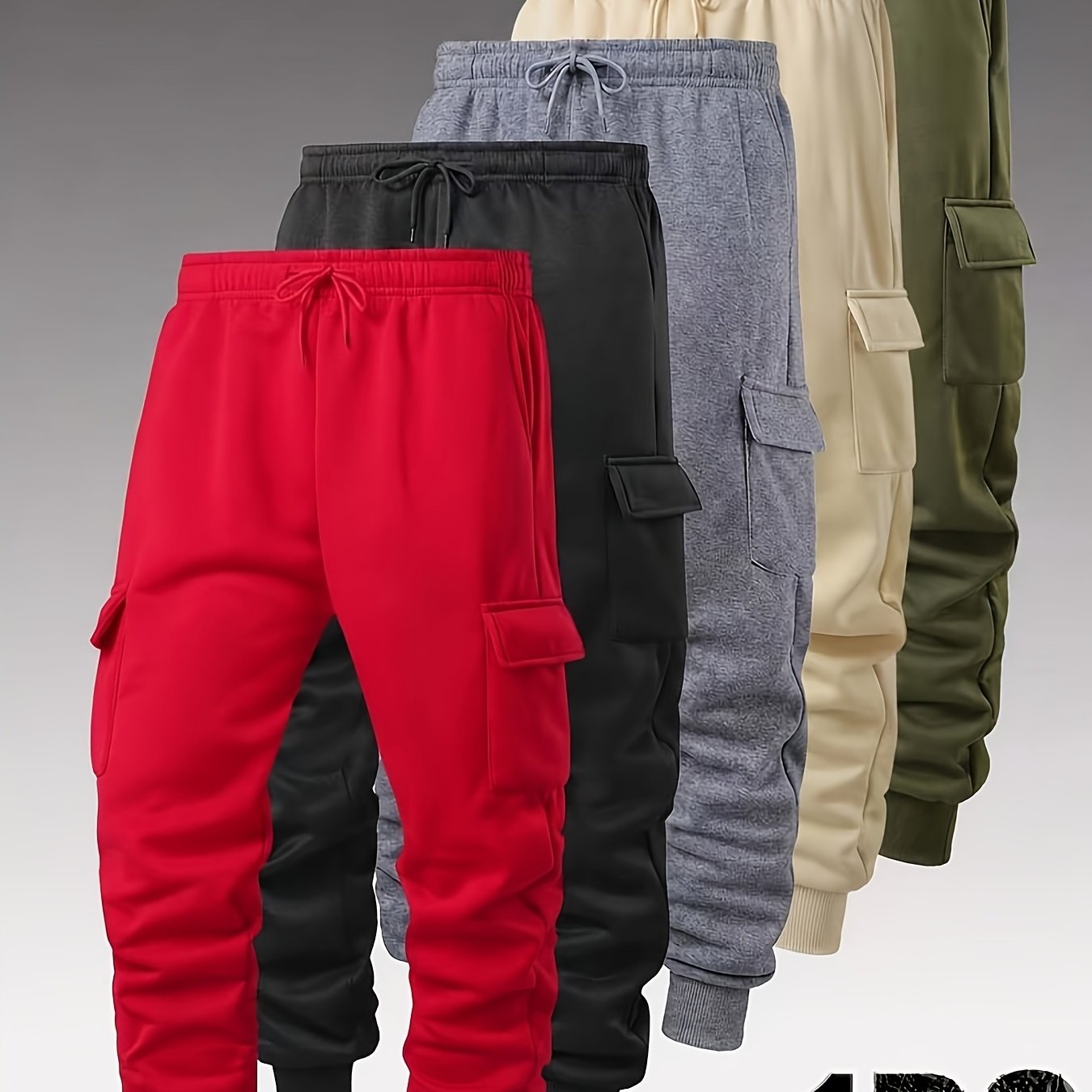 TEMU Five-color Men's Multi-functional Pants, Warm, Lined With Fleece And Thickened, Suitable For Outdoor Sports, Fitness, Skiing And Cycling In