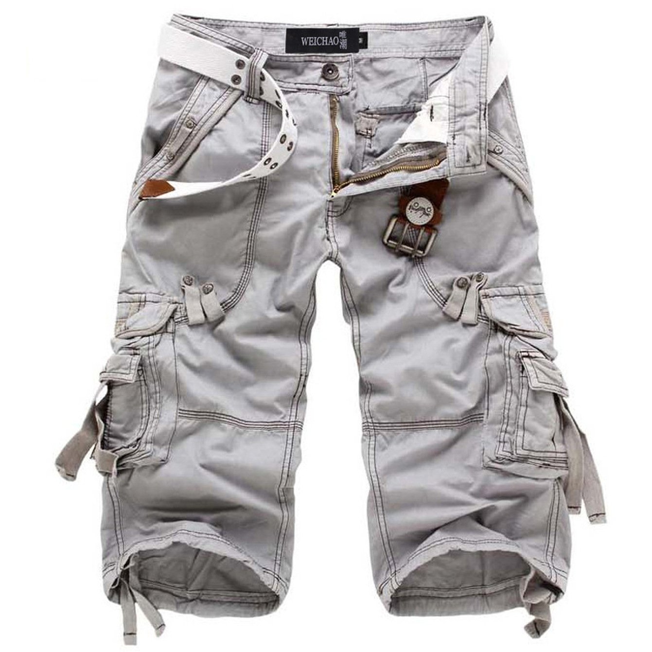 TEMU 2026 Men's 100% Cargo Shorts Loose Fit Multi-pocket Hip Hop Pants Summer
