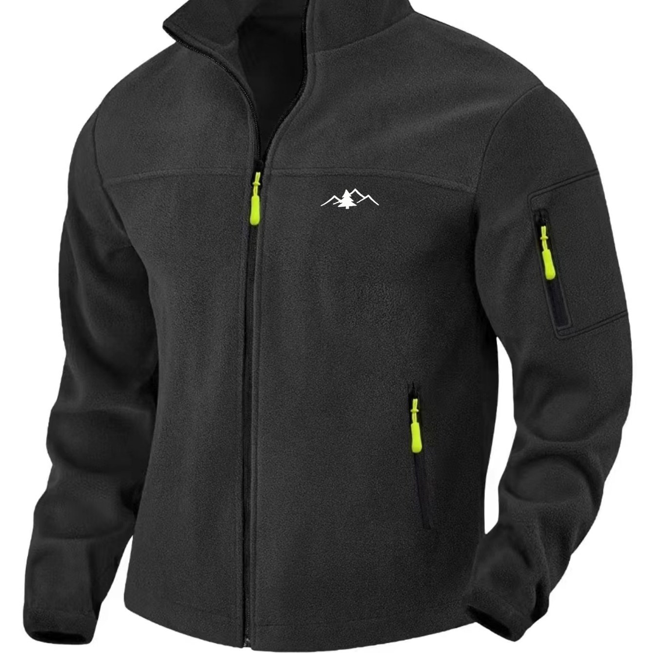 TEMU 2026 New European And Workwear Zip-up Jacket, Double-sided, Men's Casual Outerwear, Mountain Print Jacket
