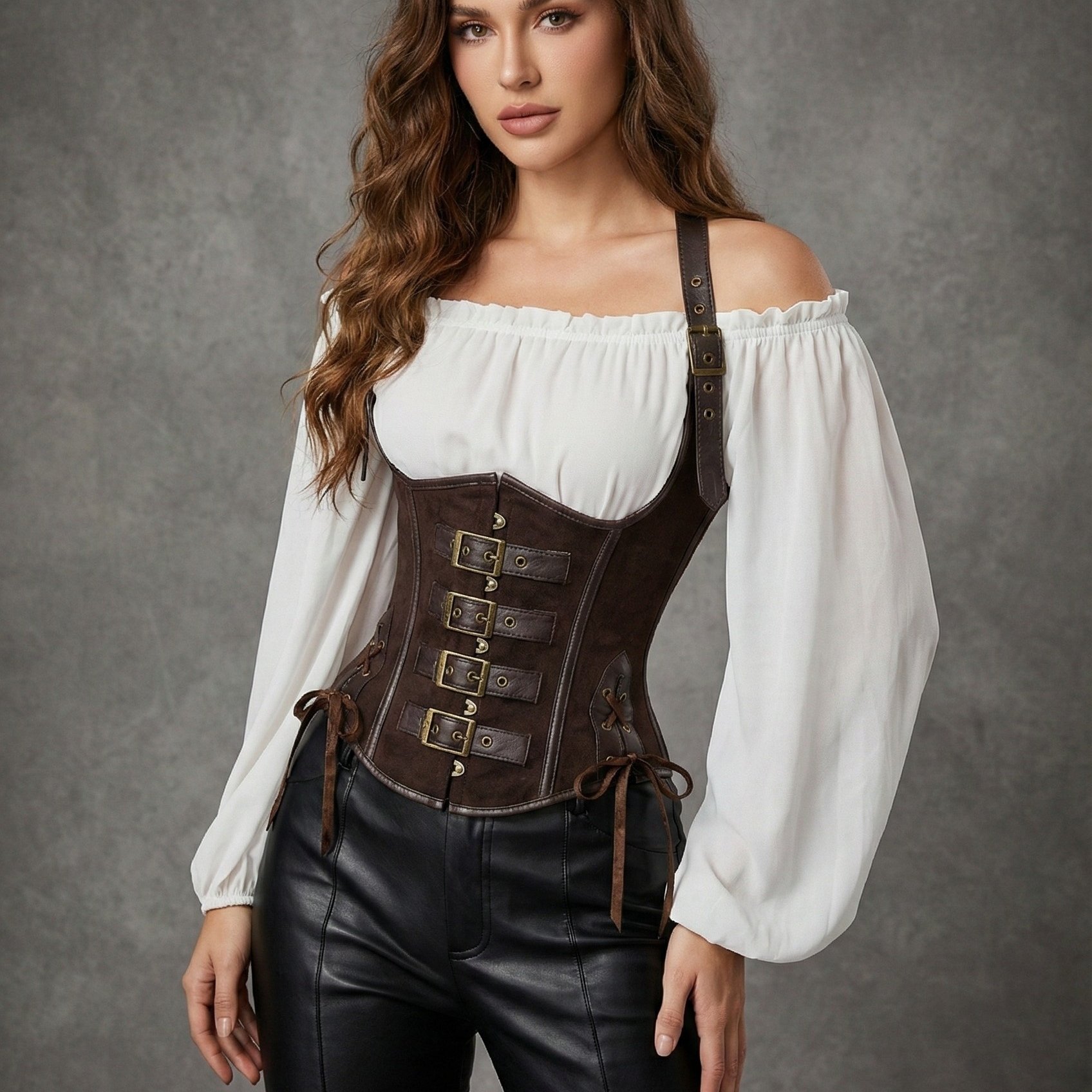 Image of Steampunk Corset Bodysuit, Halloween Cowboy Costume Bodysuit (carnival), Carnival, Elegant Party Corset Bodysuit Underbutstcorset Top