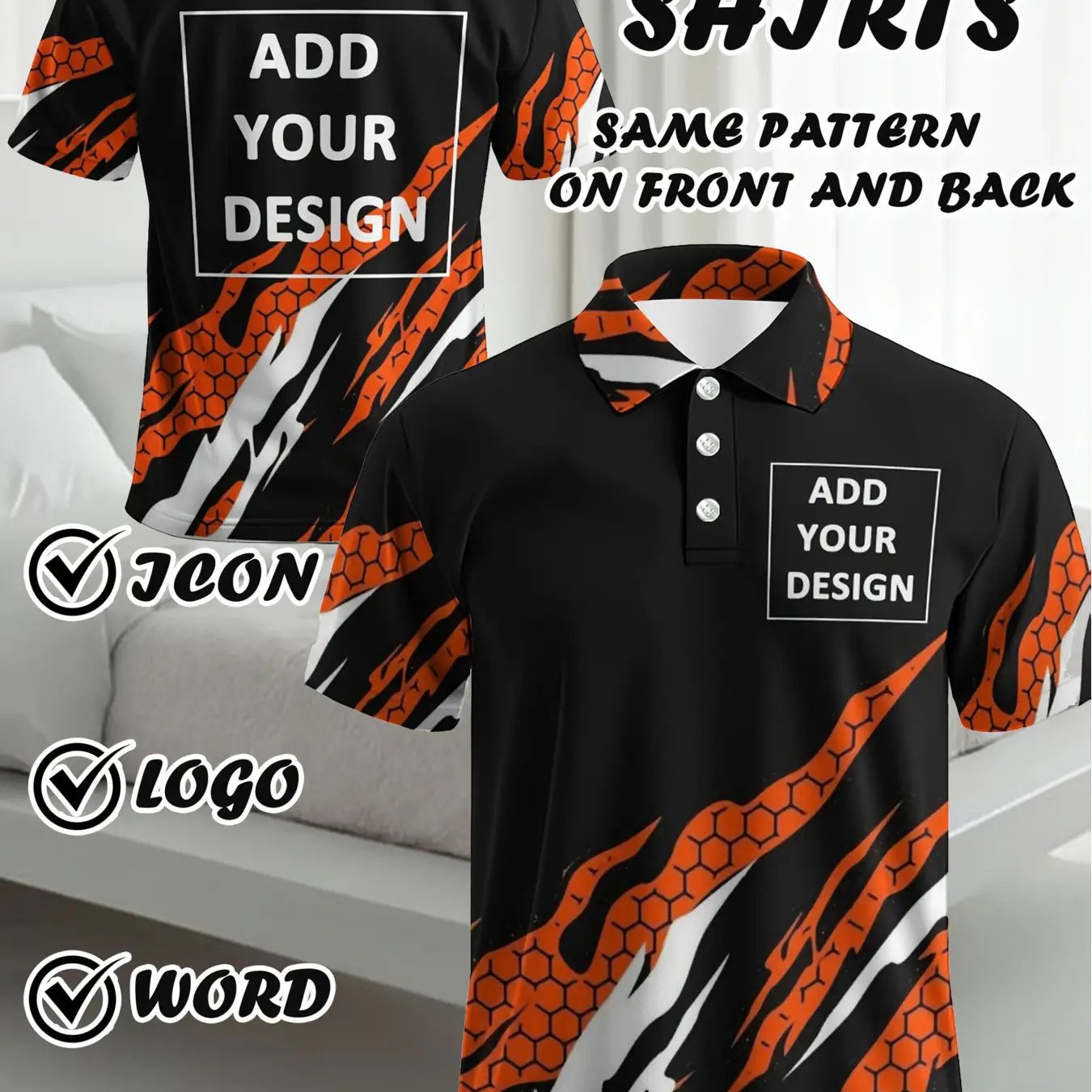 TEMU Men's Custom Photo/logo/text Shirt - Plus Size Short Sleeve Breathable Suitable For Casual Wear & Gifting, Design With Logo/text/photo Printing,