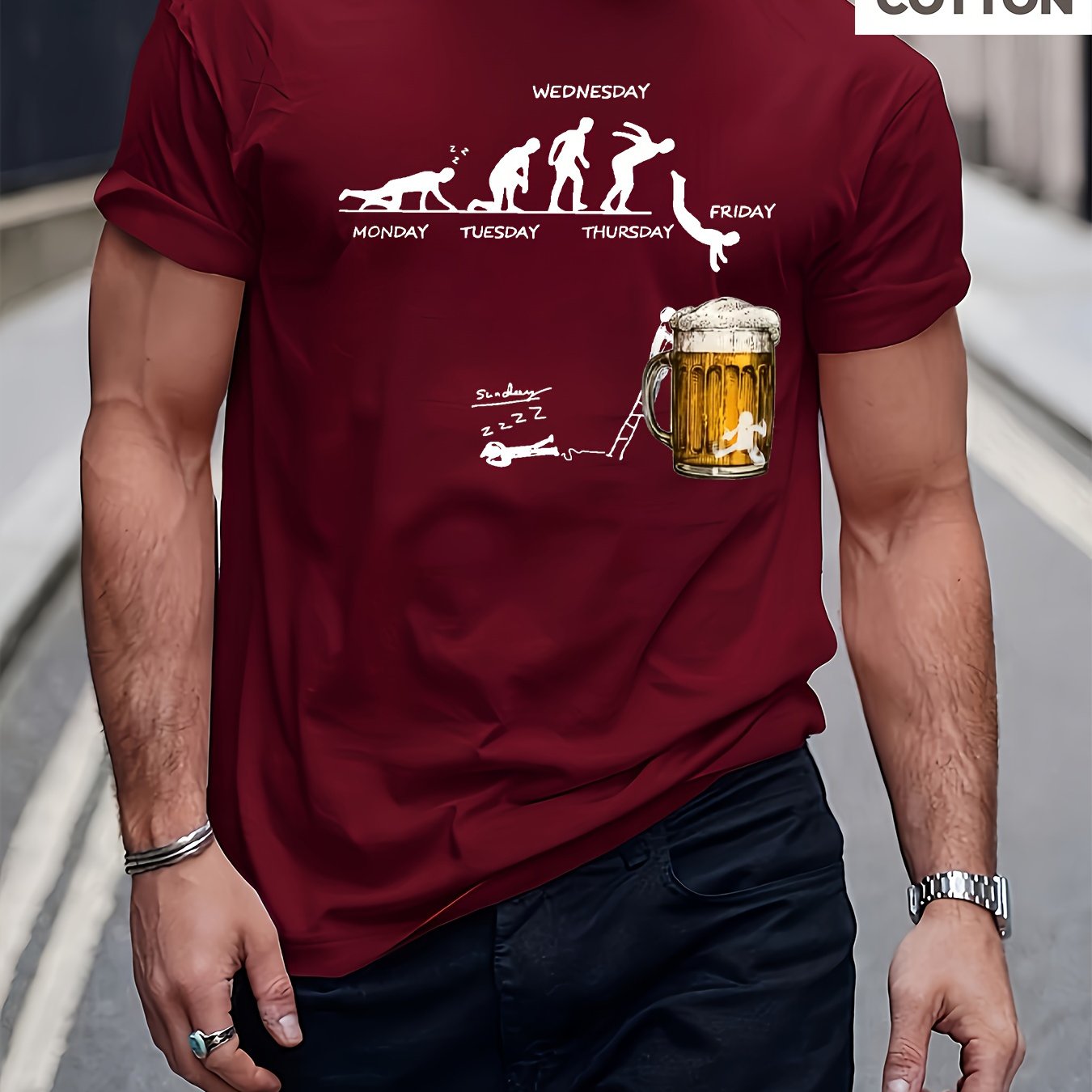 TEMU Men's T-shirts, Beer Prints, , Sports T-shirts, Gifts For , Brothers , Cotton T-shirts,, Mens Shirts, Shirts For Men, Graphic Tees Men