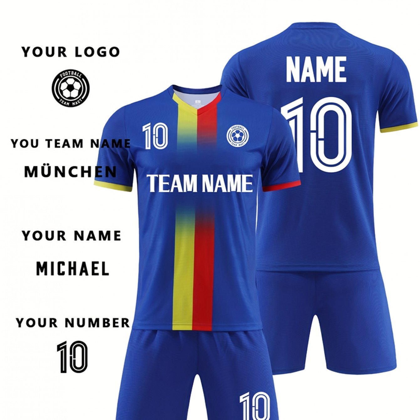 TEMU Ensemble d'uniforme de football personnalisé 2026 - Uniforme d'entraînement et de d'équipe - Adapté aux jeunes hommes et étudiants, maillot