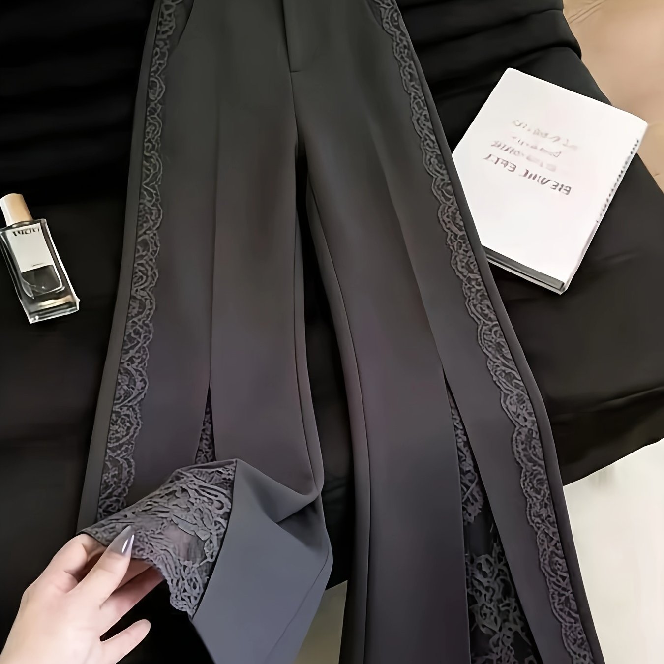 TEMU Pantalon pour femme élégant et tendance avec patchwork de dentelle [ZLLZ]