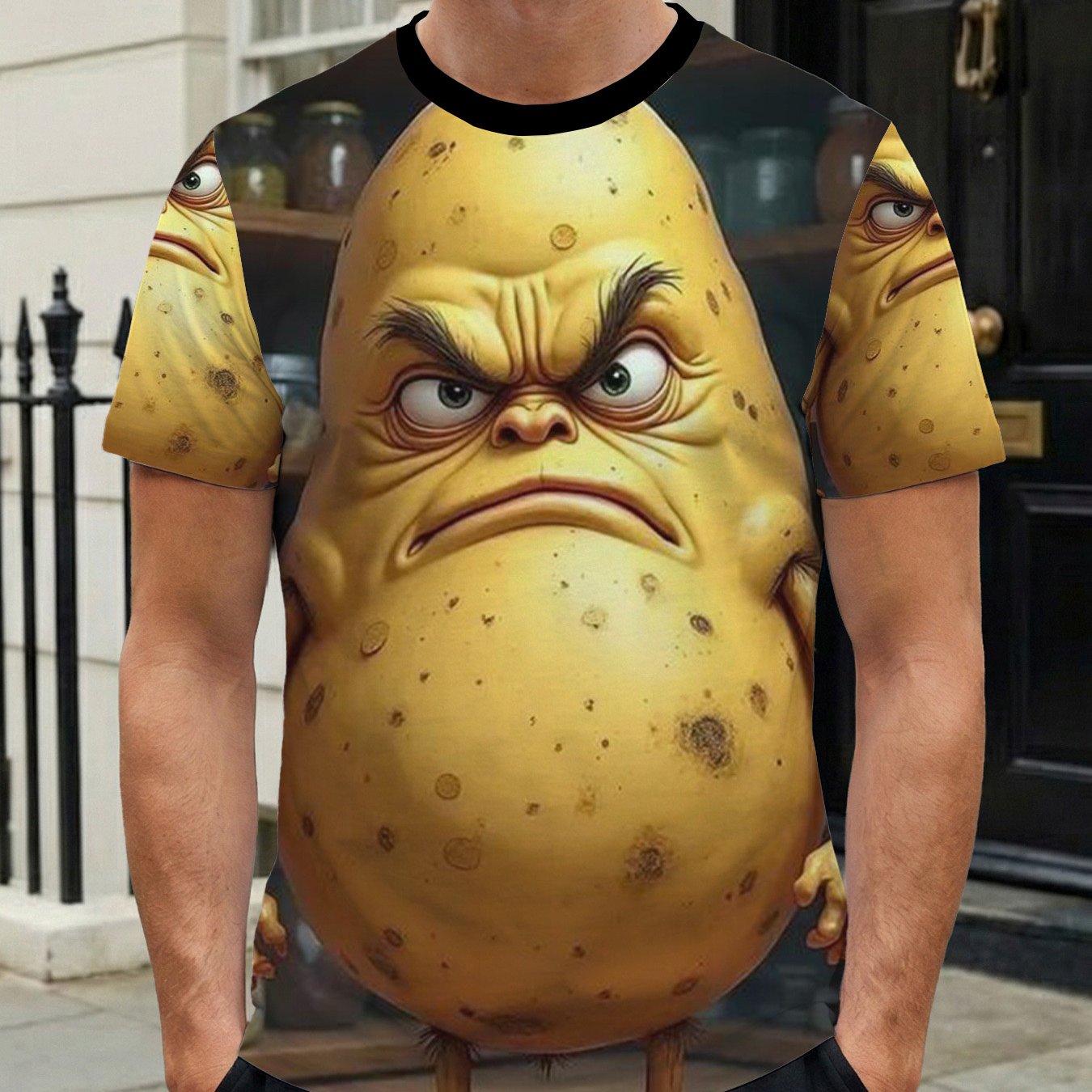 TEMU [printed Design, No Texture] Men's T-shirt With , Breathable Summer Fitness Shirt, Men's Halloween Party Apparel