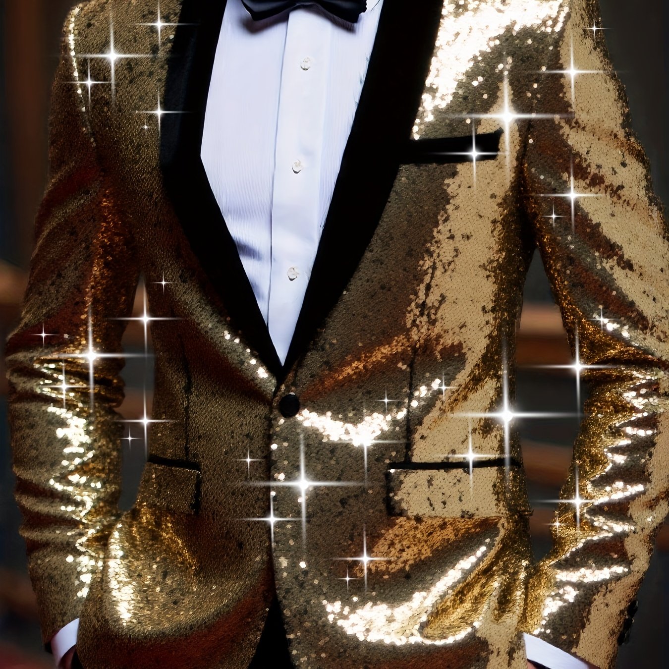 Men's Suit Sequin Blazer Men'-tone Sequin Blazer, Polyester Party Jacket