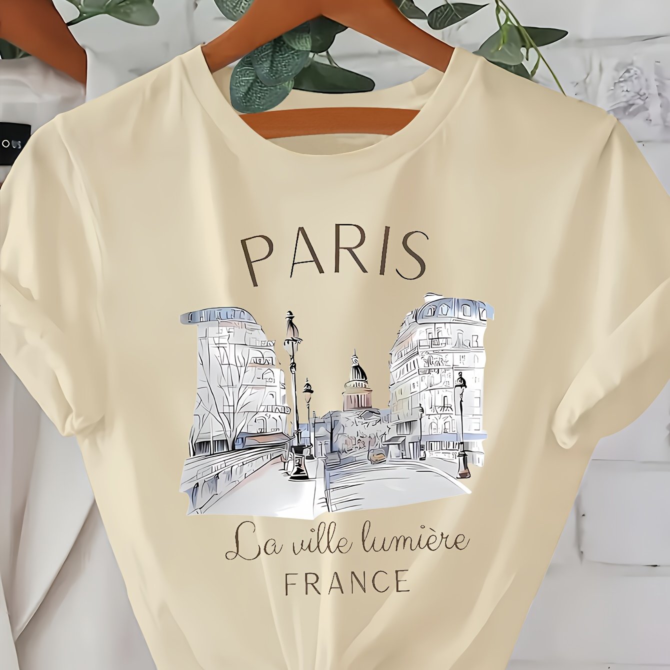 Women's Paris Summer T-shirt, Crew Neck Short Sleeve Top, Lightweight And