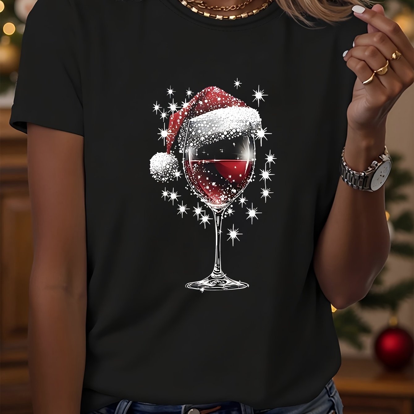 TEMU Graphic Print T-shirt, Short Sleeve Crew Neck Casual Top For Summer & Spring, Women's Clothing