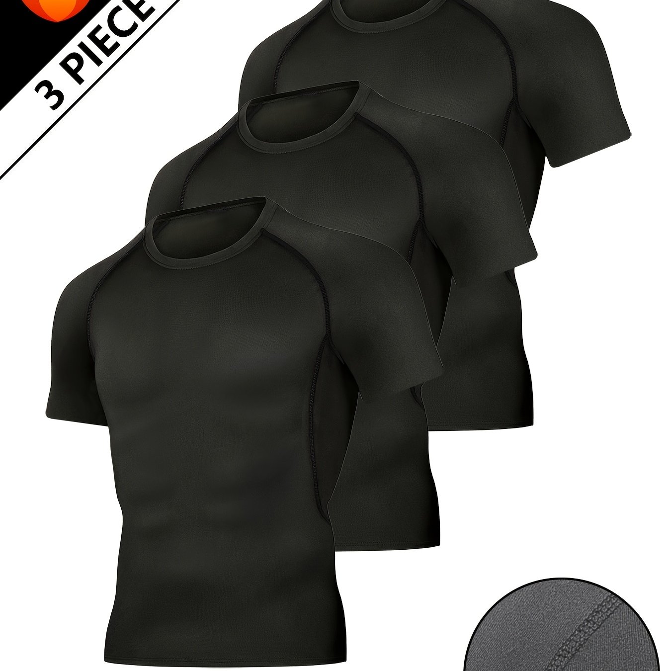 TEMU Conjunto de 3 camisetas deportivas de raglán para hombre, de compresión para ciclismo, secado rápido, elásticas, casuales, para correr,