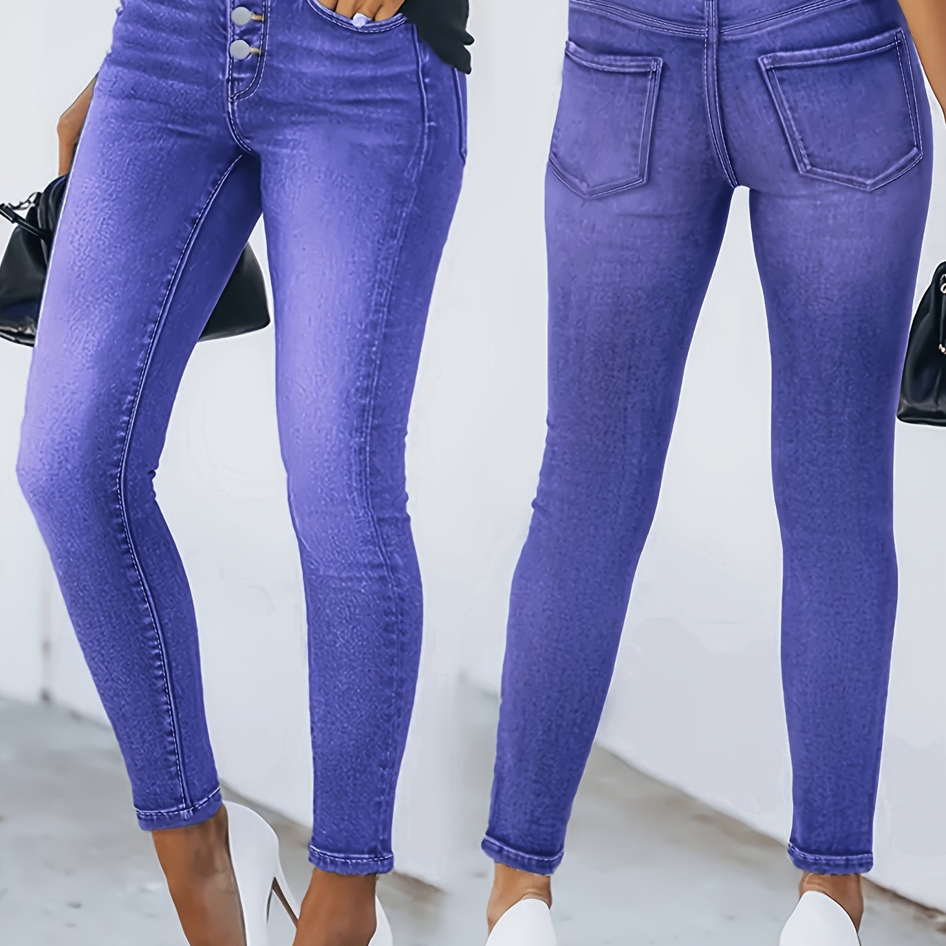 Button-up Stretchy Slim-fit Jeans