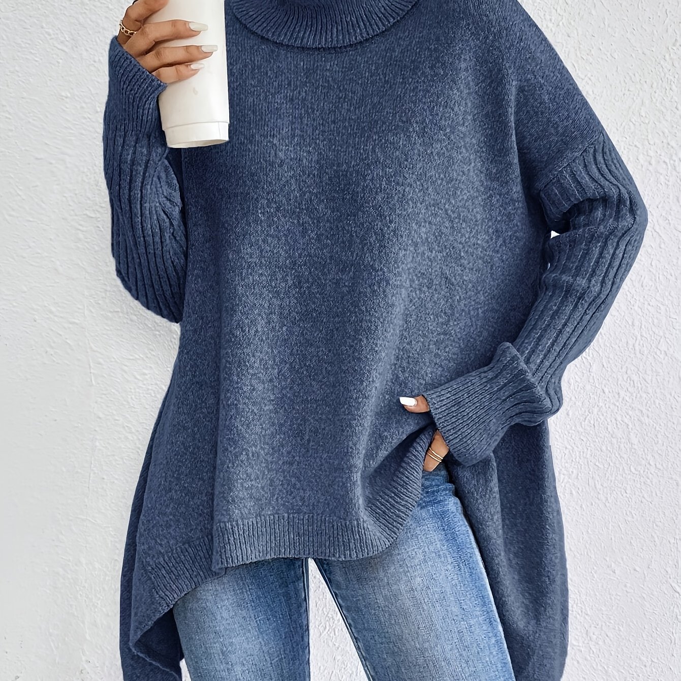 New Autumn And Winter Women's Casual Long Sleeve High Neck Pullover