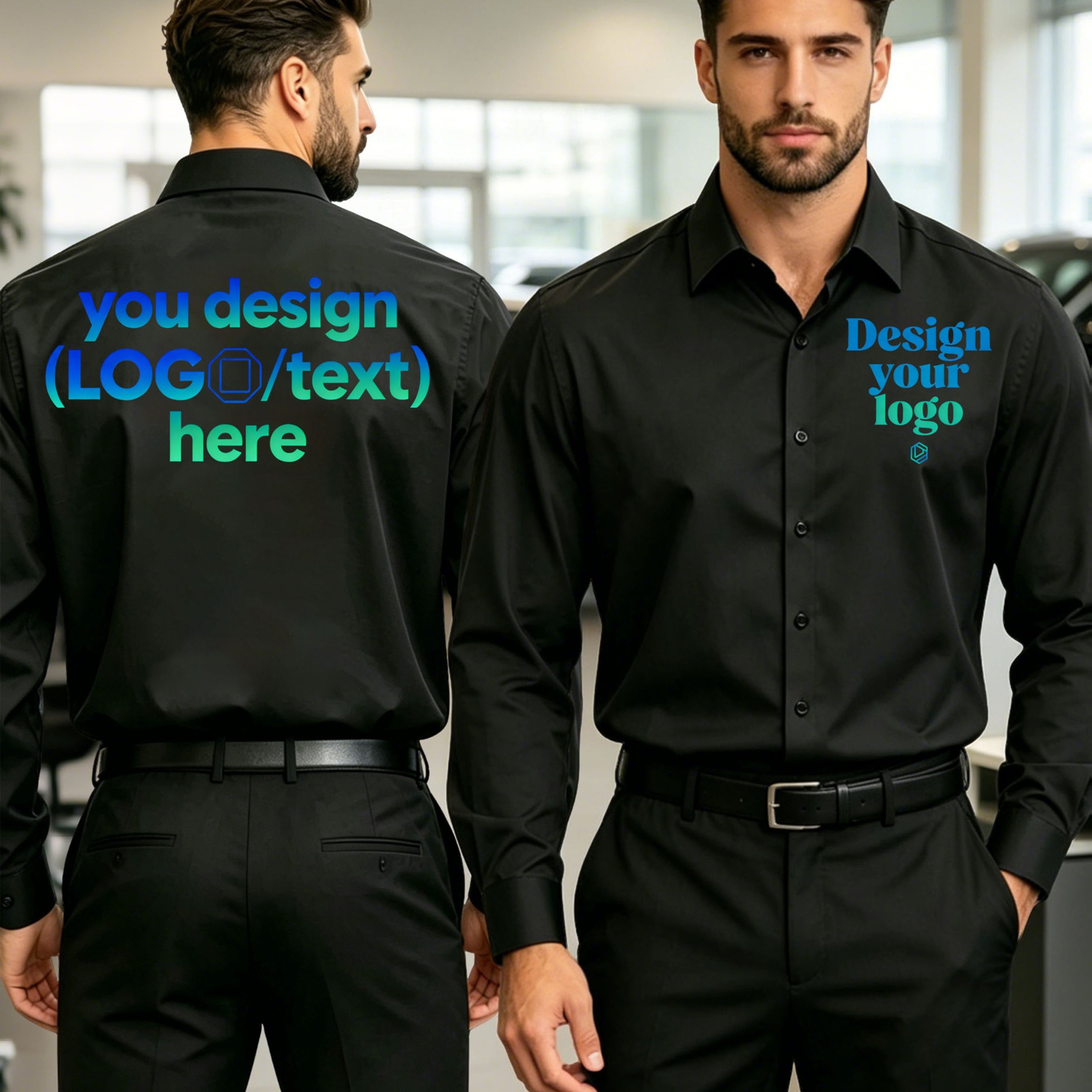 TEMU Custom High-quality Men's Fashion Long-sleeve Shirt, Button-, Casual , Pocketless, Suitable For Work And , Versatile Top For , Customizable