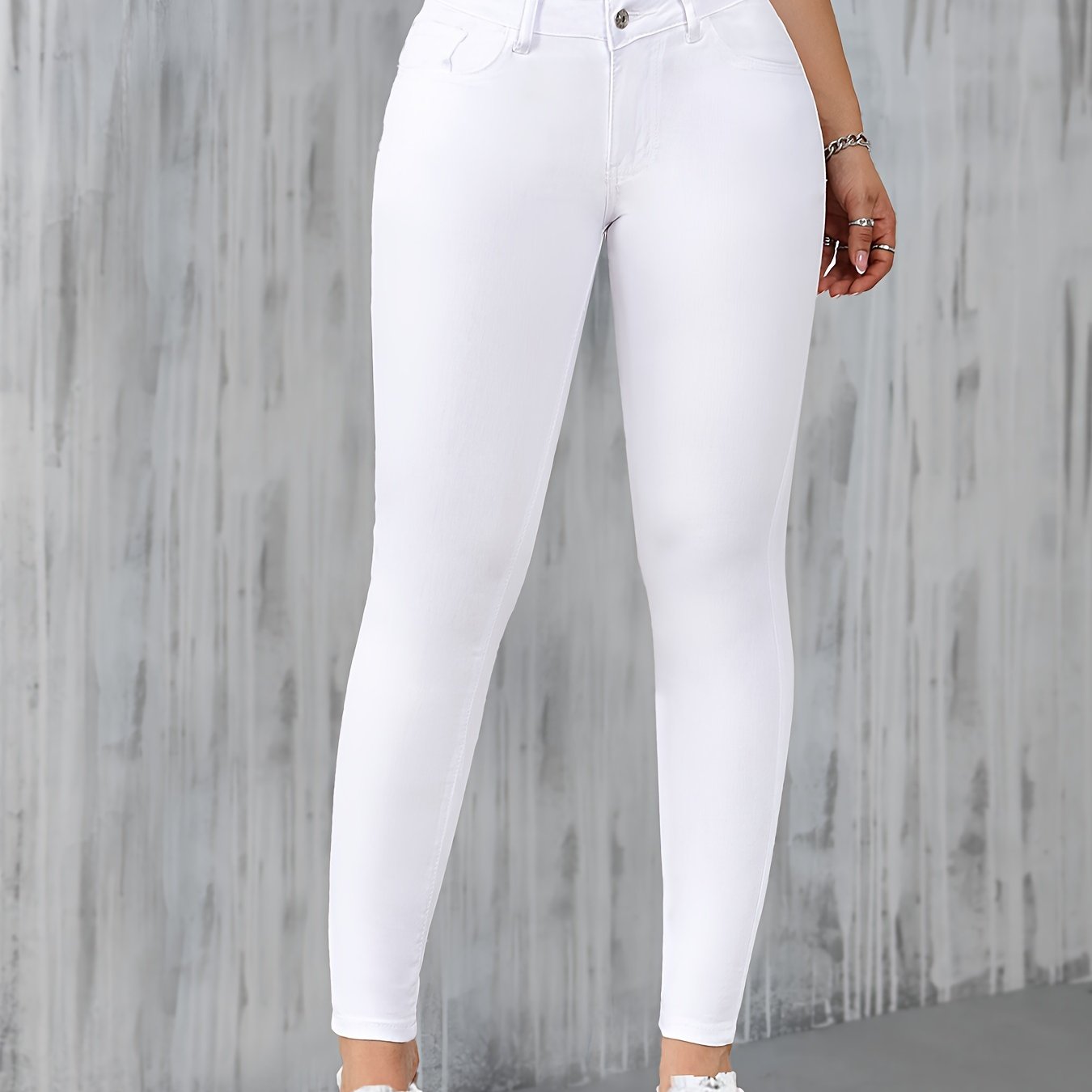 White High-waisted Slim-fit Stretch Skinny Women's Jeans