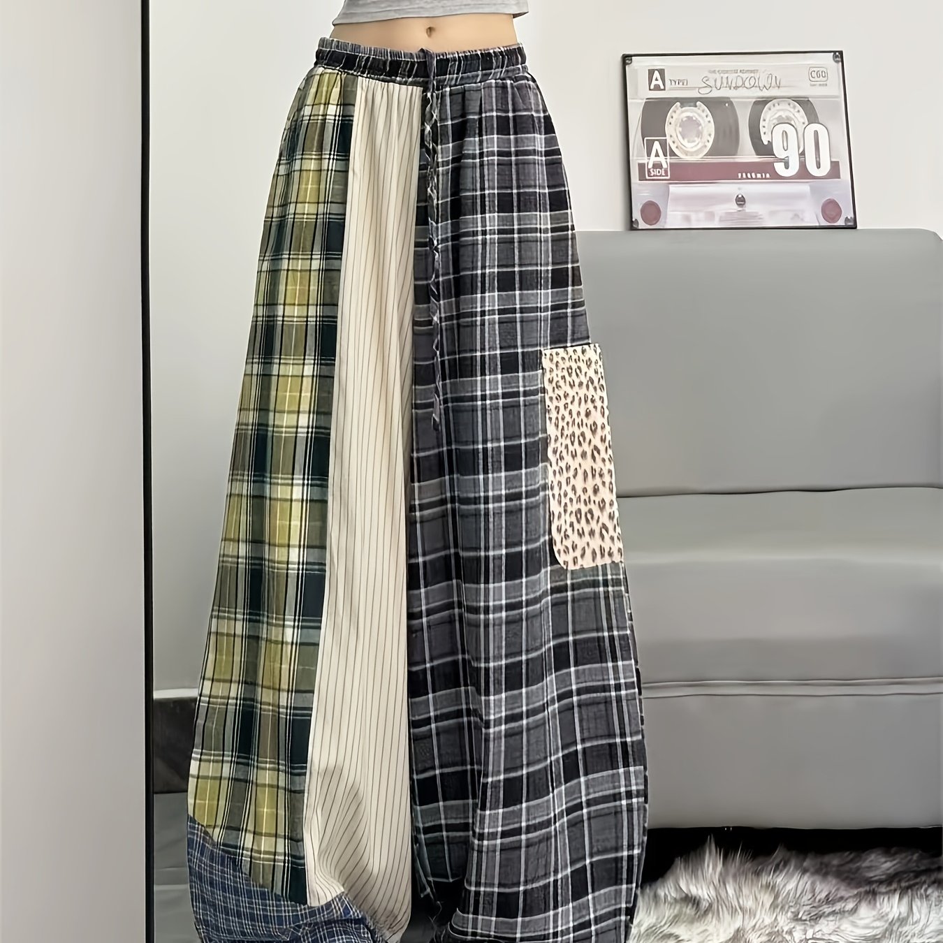 TEMU 【レディース】カジュッション トラウザーズ プラッドステッチ 春秋に最適 トレンドのワイドレッグデザイン