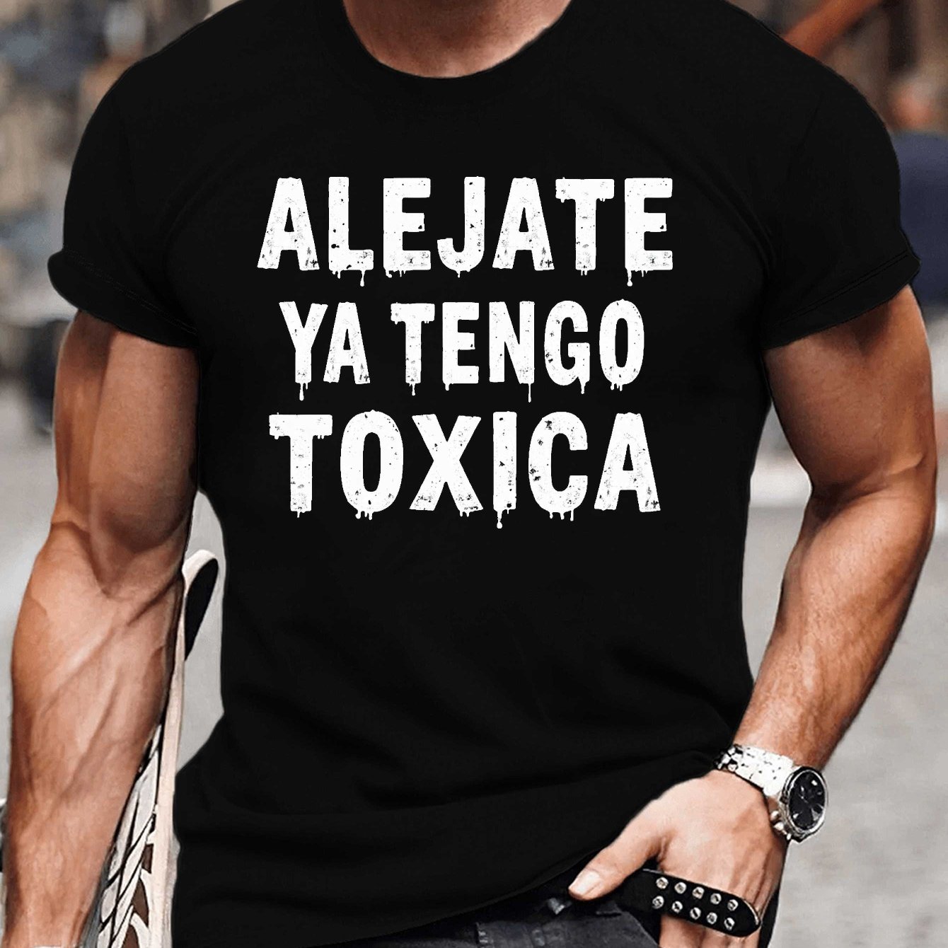 TEMU Camiseta con en Español "Alejate ", Camisetas para Hombres, Camiseta Casual de Manga Corta para el Verano