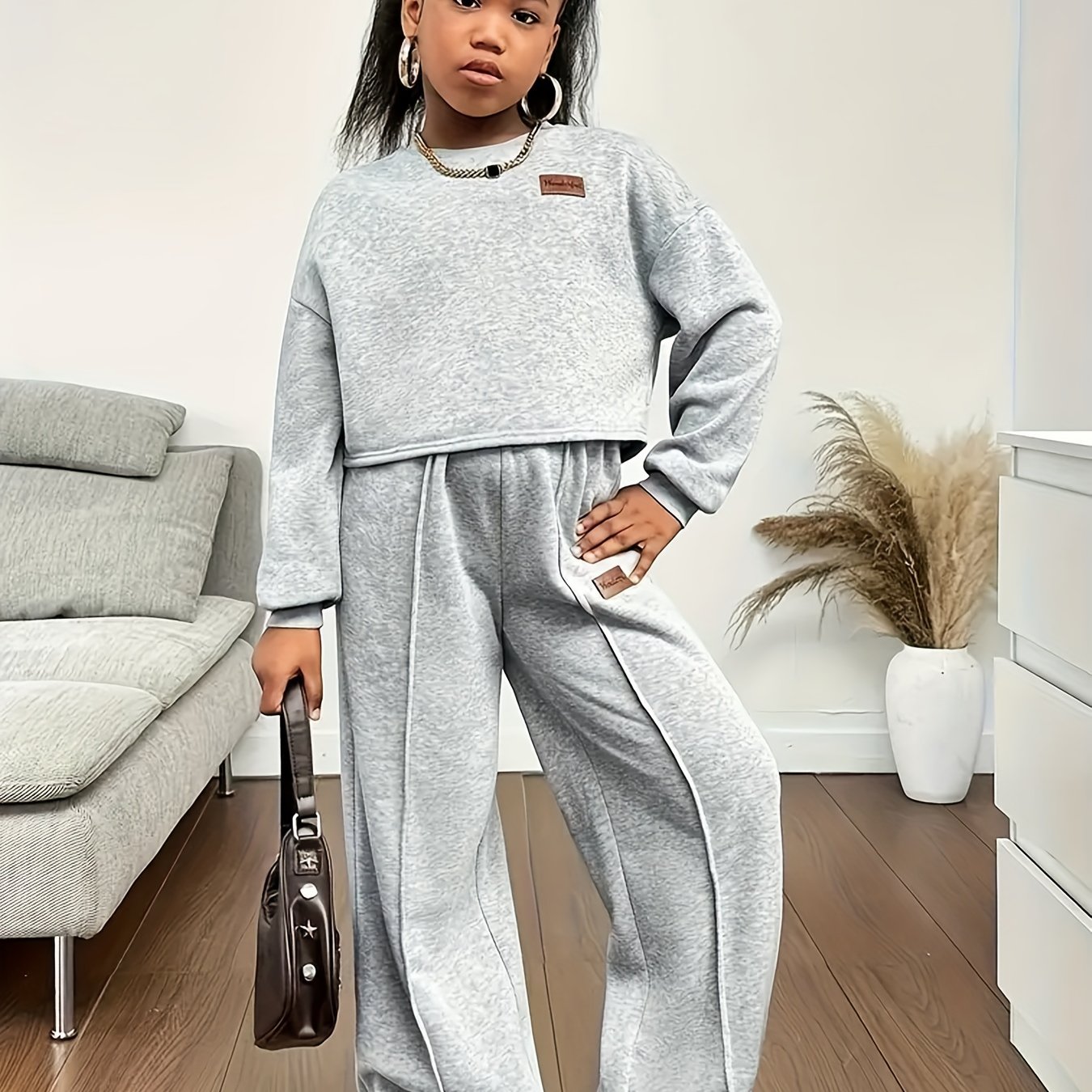 Image of Girls' Autumn Outfit New Back-to-school Outfit Spring/autumn Trendy Korean ' Clothing Sports 2pcs Set, For Outdoor, Christmas, Halloween