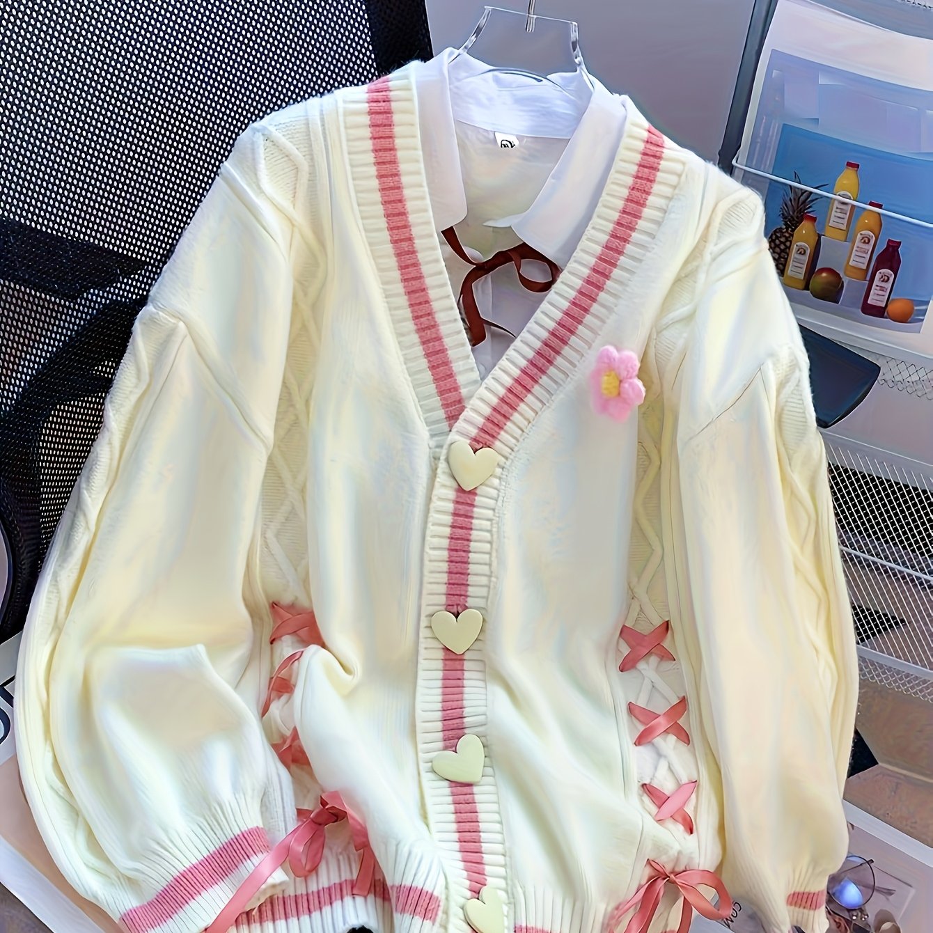 TEMU New Autumn/winter -block Drawstring Cardigan Sweater, A Thickened And Warm -style Outer Cardigan, For This Fall And Winter