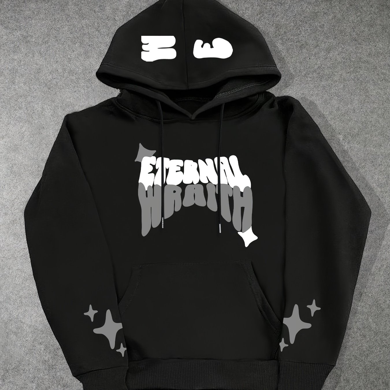 TEMU Men's Print Hoodie - Loose Fit, Long Sleeve Pullover With Kangaroo Pocket For Spring & Fall
