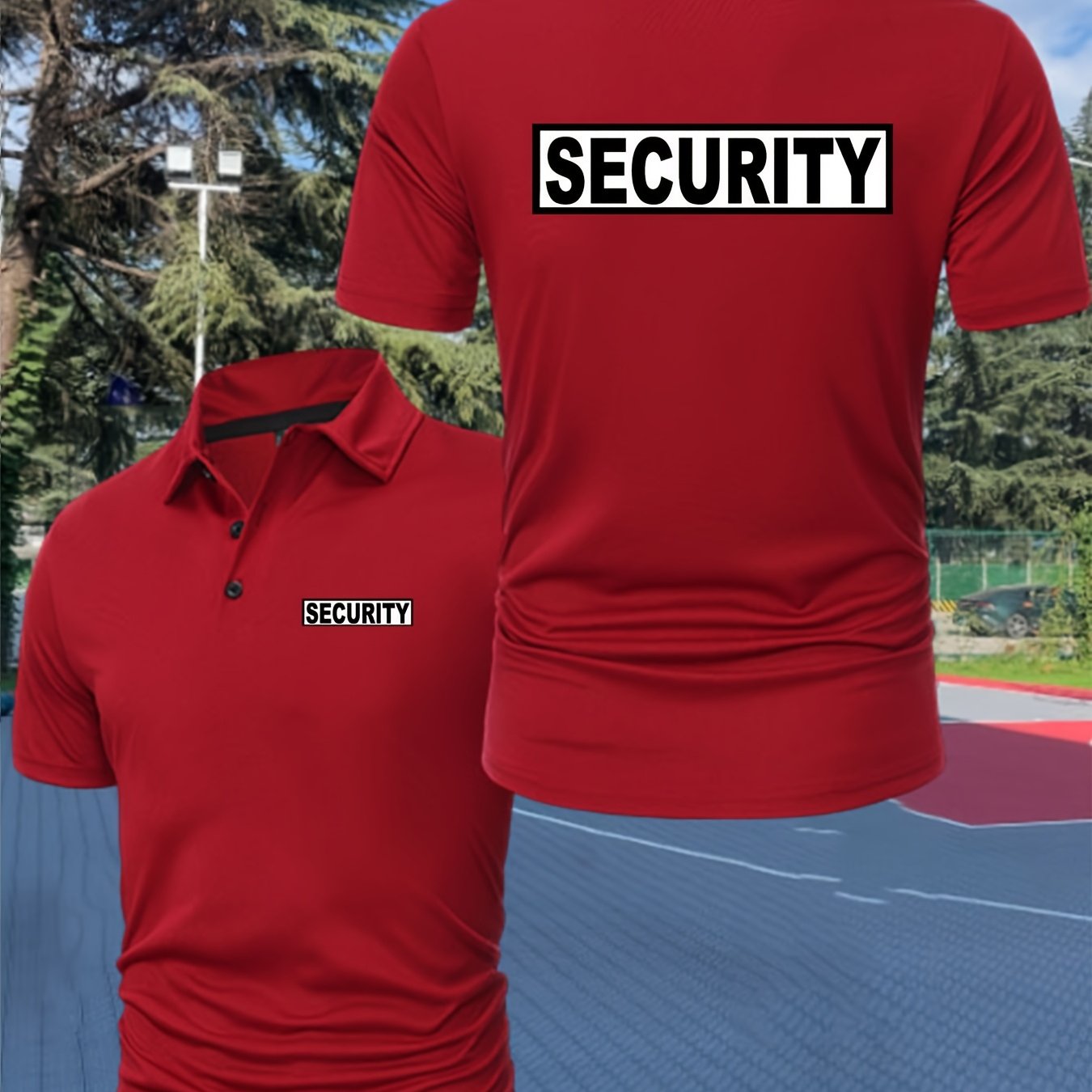 TEMU 's Fashion Trendy Print Shirt With 'security' Lettering For Running And Sports