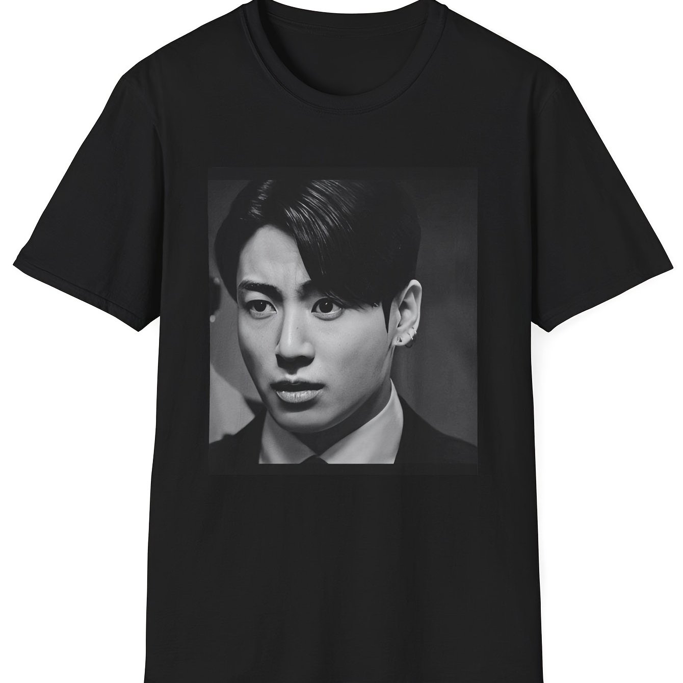 Image of Kpop Concert Letter Graphic Print T Shirt Fan Street Style Suitable For Pop Fans Travels Casual Wear Fit Black Crew Neck 180g Pure Cotton T Shirt Sizes S To 3xl