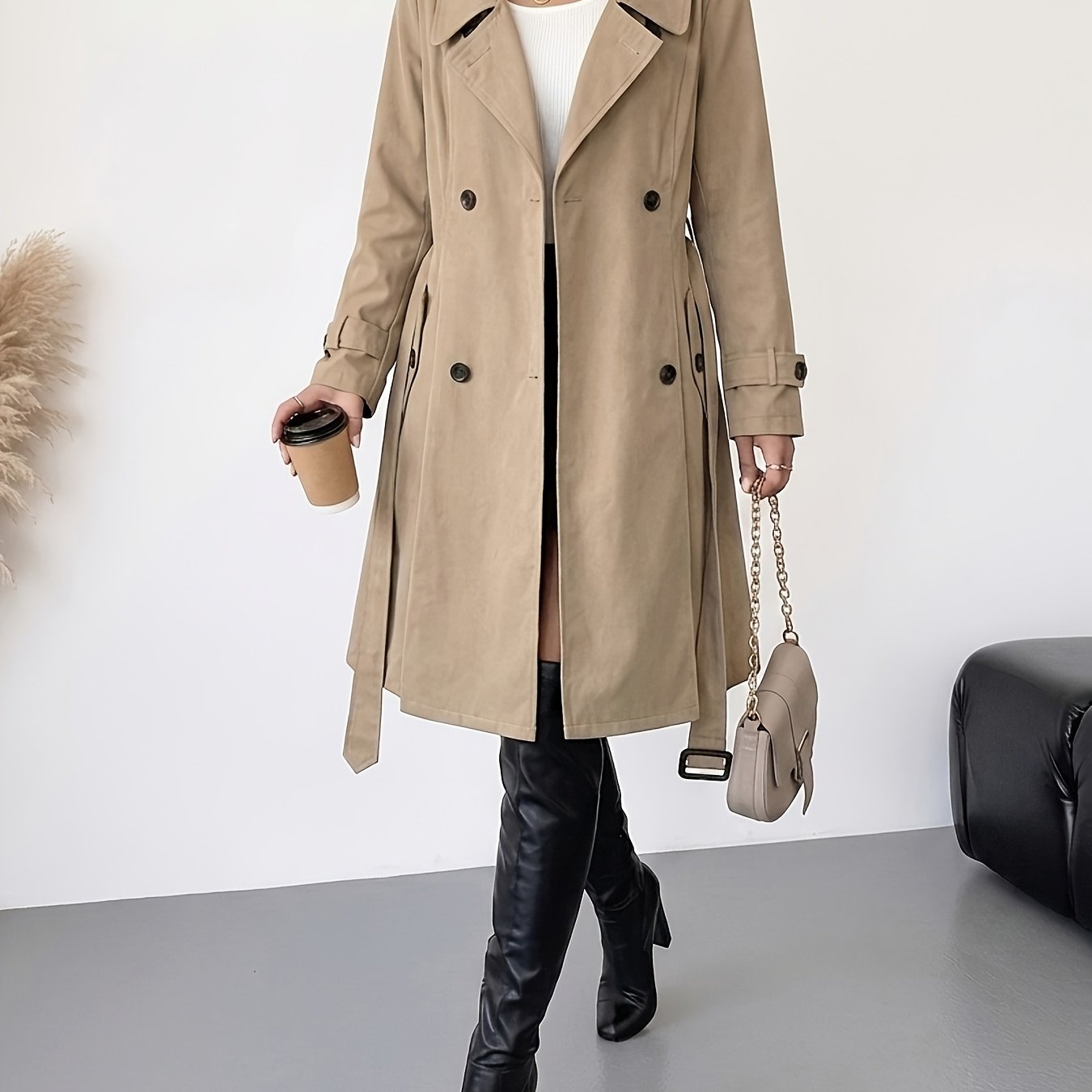 TEMU Women's Jacket With Elasticized Waist, Elasticized Cuffs, And Buttons