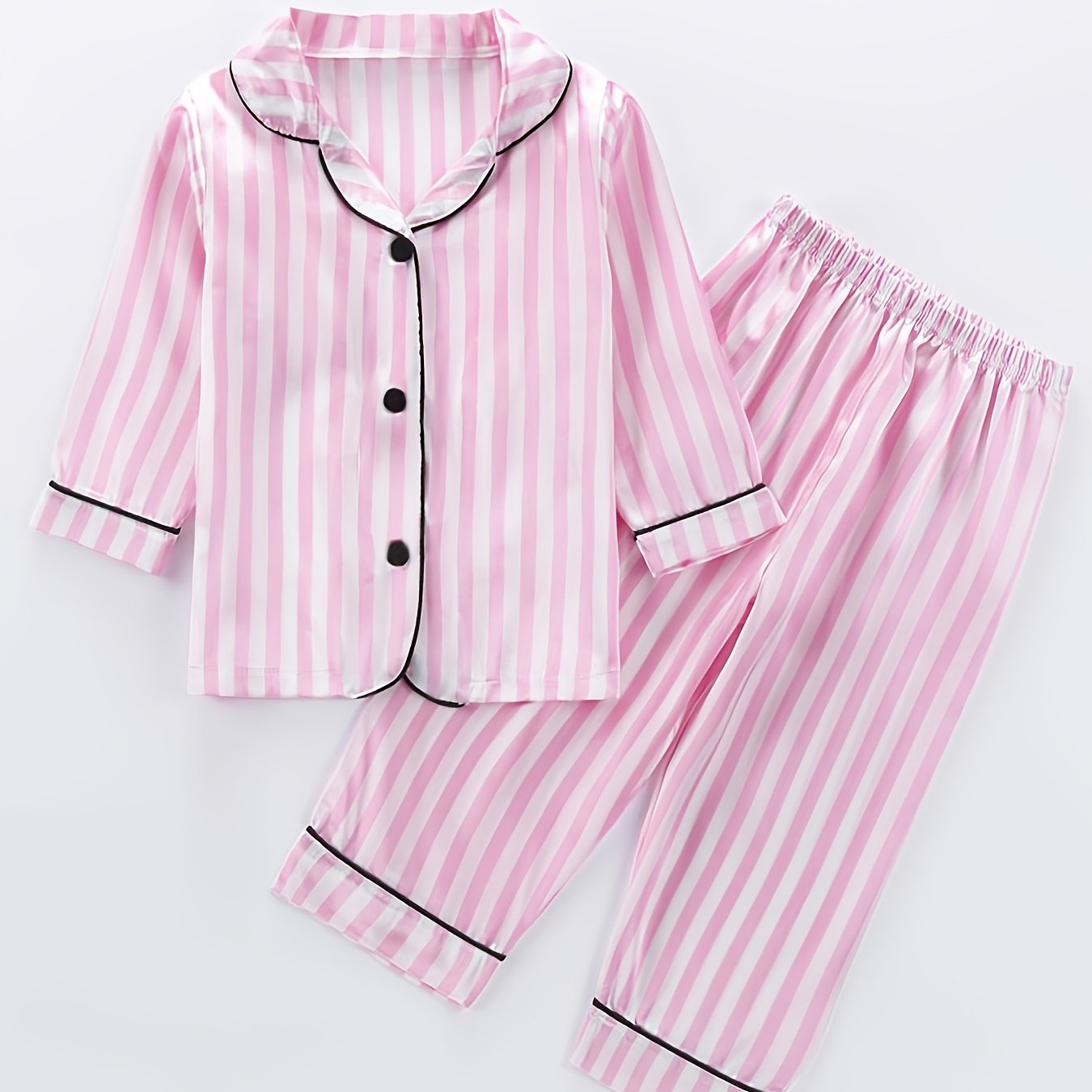 Image of New 1615 Flame-retardant Spring/autumn Striped Print Children's Pajamas And Casual Loungewear Set
