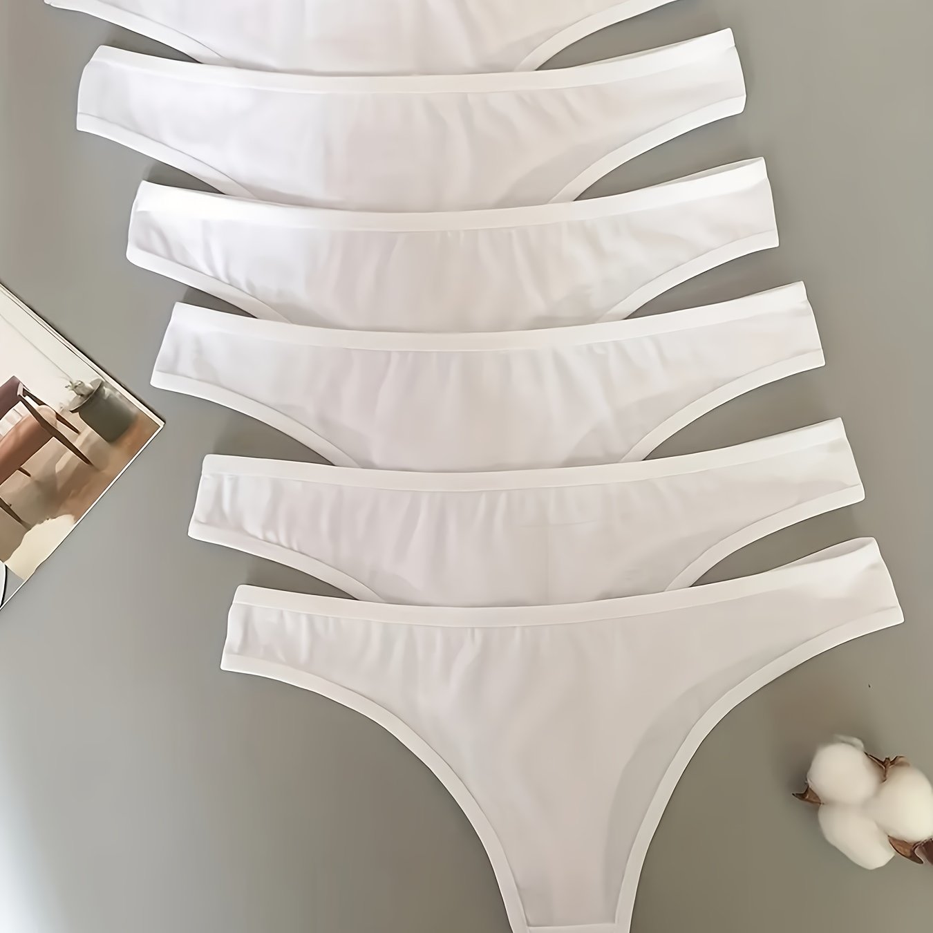 Image of 6pcs Women's Low-rise Thong Panties - Sexy Breathable V-string Underwear In Black, White, Red, Beige, , Cream - Fit For Casual Attire, Everyday Underwear, , Smooth Texture