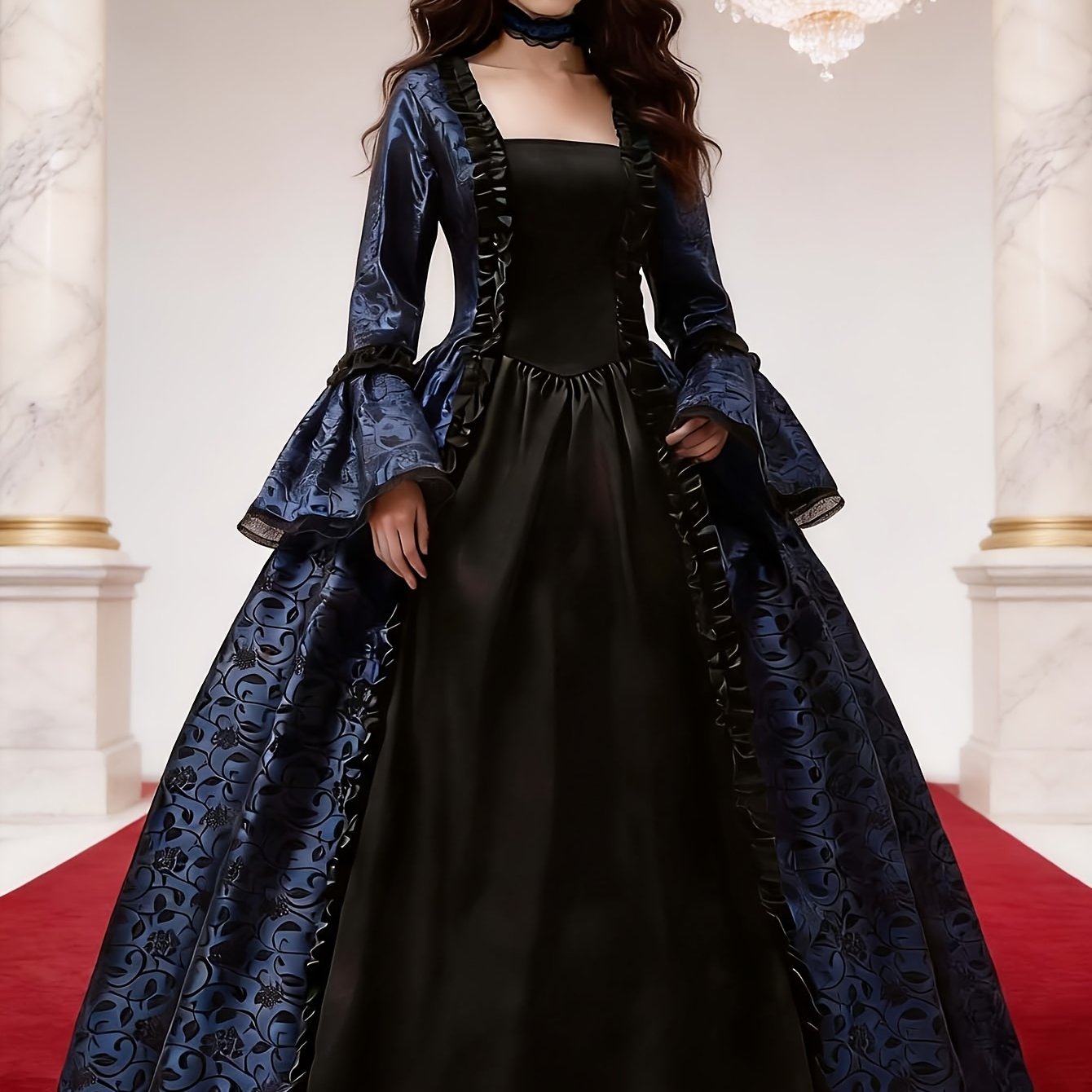 TEMU Medieval Vintage Victorian Court Gown, Halloween Renaissance Long Dress, Hanfu Cosplay Costume