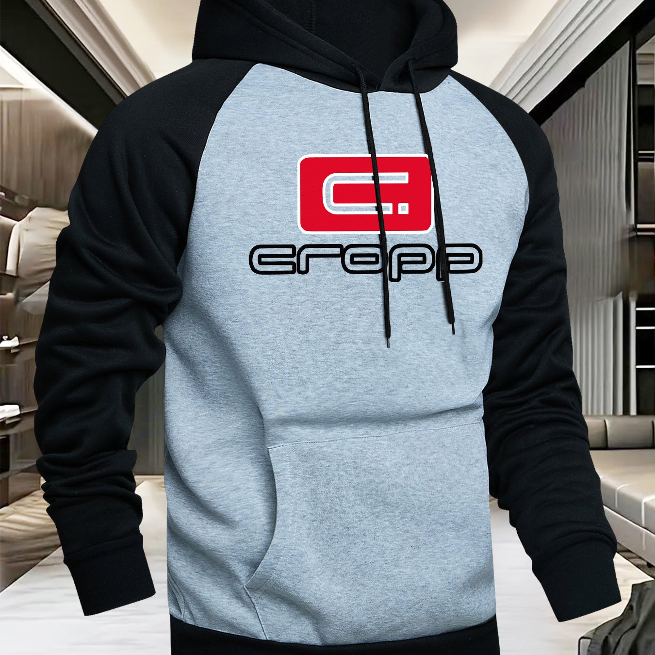 TEMU Men's Hooded Sweatshirt, Casual Versatile Fashion Print, Hooded Sweatshirt, Raglan Sleeve Fashion Sweatshirt