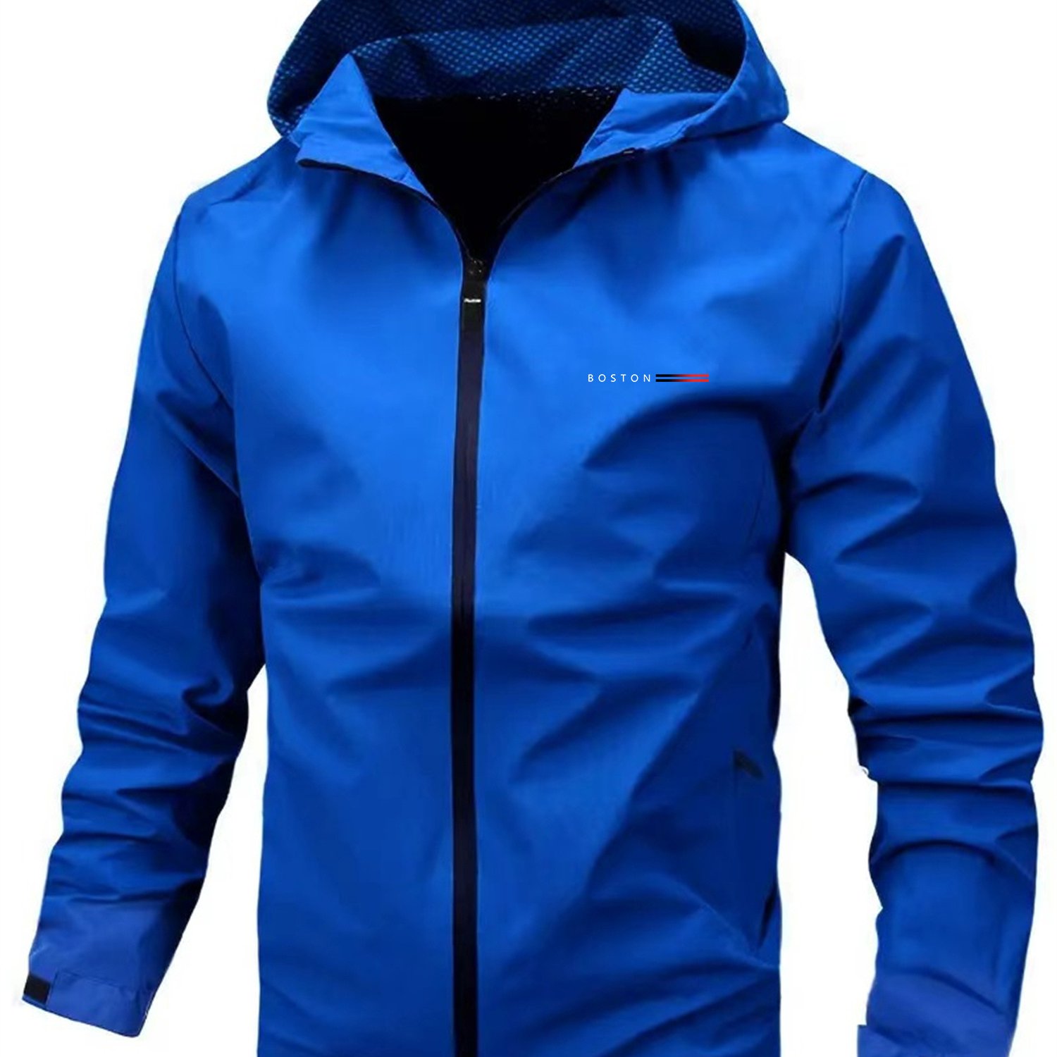TEMU 's Paris Boston Letter Pattern Outdoor Hiking And Climbing Windproof And Breathable Lightweight Jacket, Multi-pocket Fashionable Functional