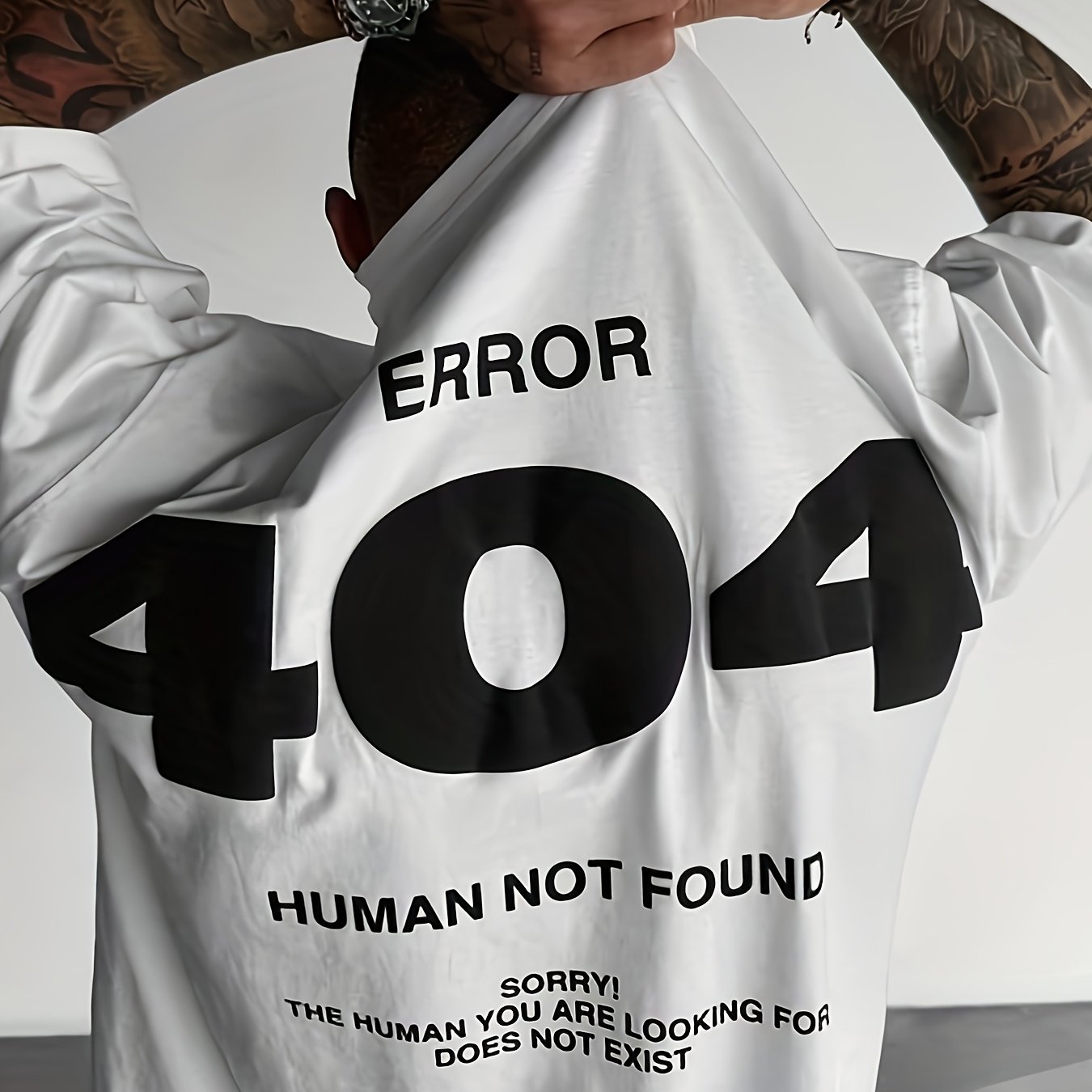 TEMU Men's Casual T-shirt With 404 Error Code Design, Versatile Style