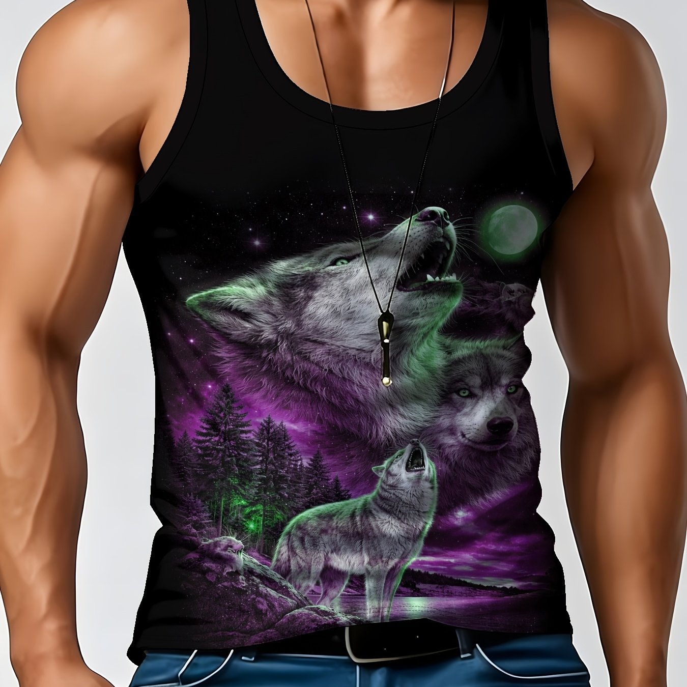 TEMU Men's 3d Colorful Printed Pattern Comfortable Breathable Tank Top, Men's Casual Sleeveless T-shirt, Summer Fitness Workout Training Basketball