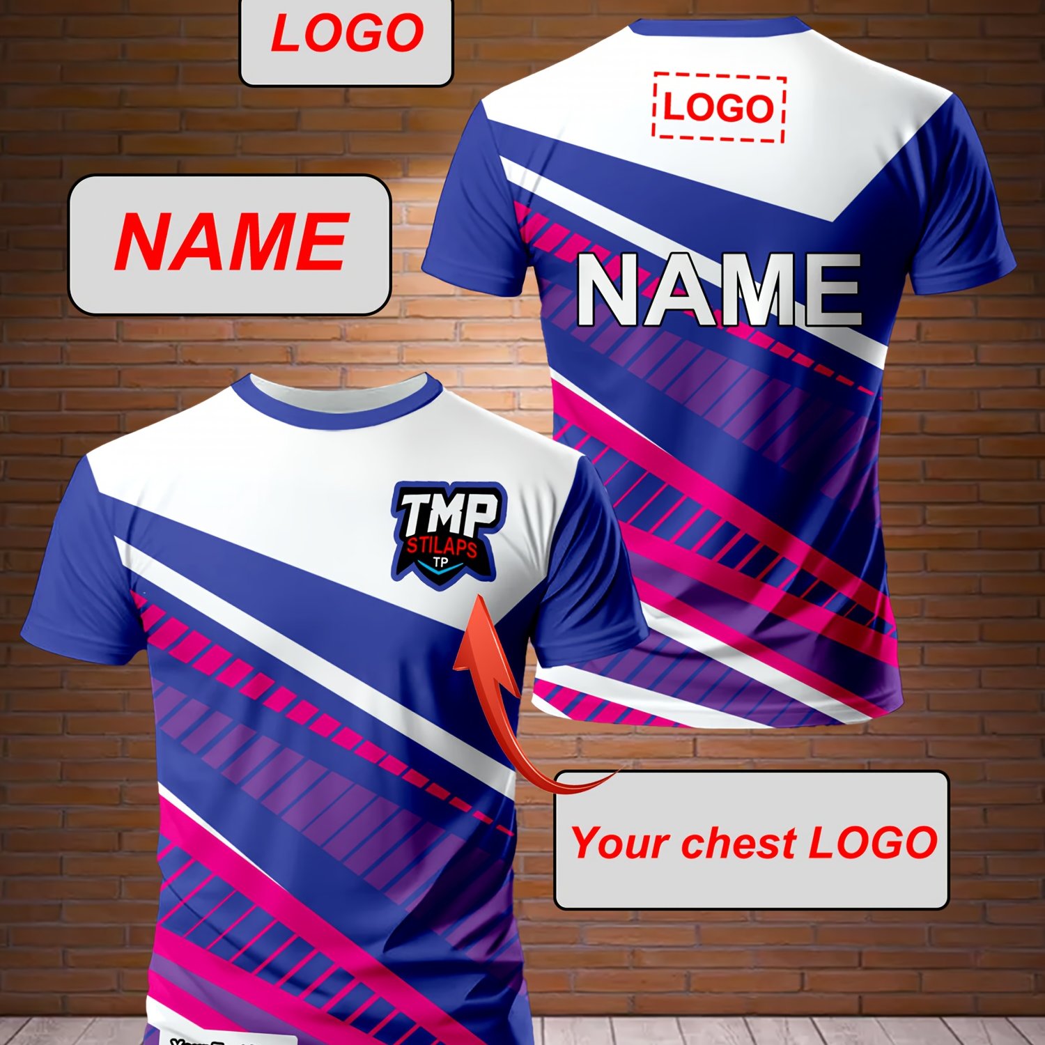 TEMU Customizable Men's Football Jersey T-shirt - Soft, Breathable Short Sleeves, Personalized Casual Round Neck, Custom Self- , Suitable For Spring