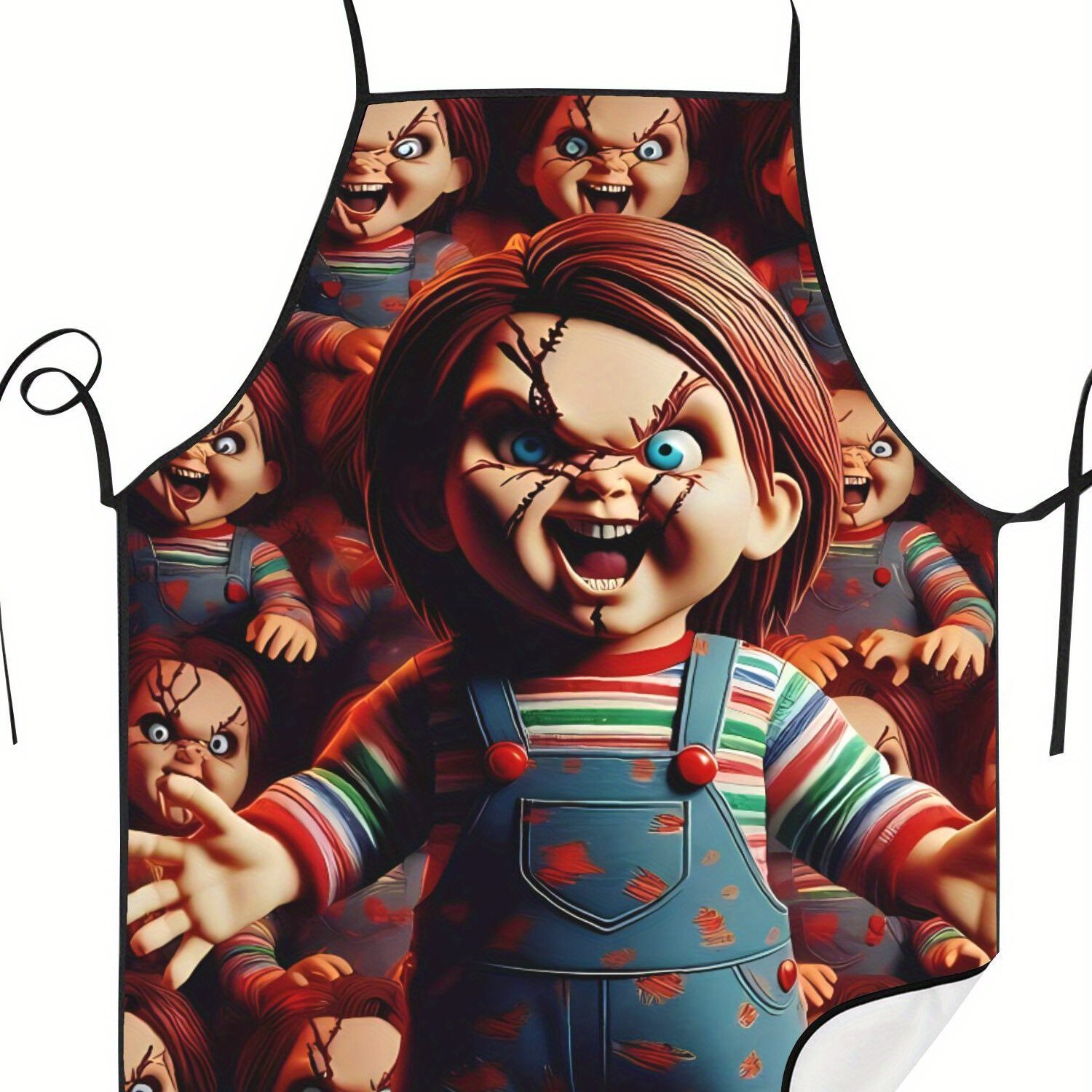 TEMU Horror Movie Character Vintage- Apron - Durable Woven Fabric, Adjustable Neck Straps, Colorful Print Design With Multiple Characters, Cooking &