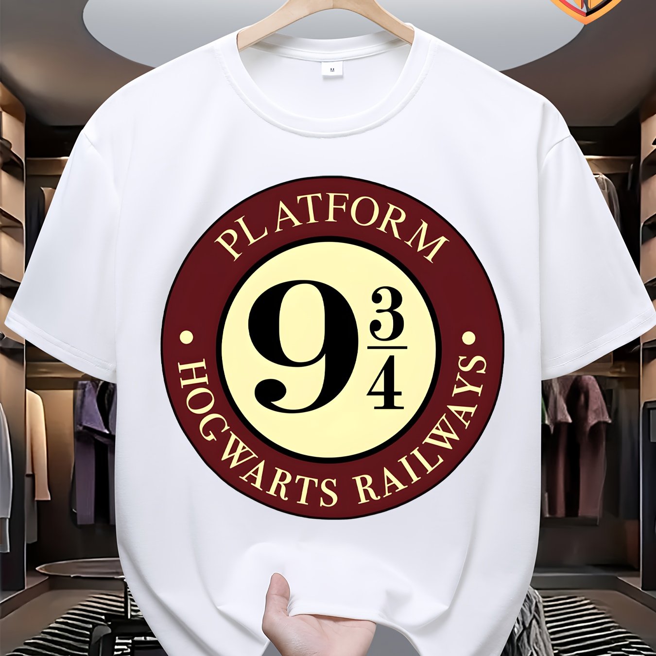 TEMU Wb "platform 9 And 3 - Quarters" Men's Short-sleeved T-shirt, Classic Summer Casual T-shirt, Fit, Versatile Style, Top For Birthdays, Father's