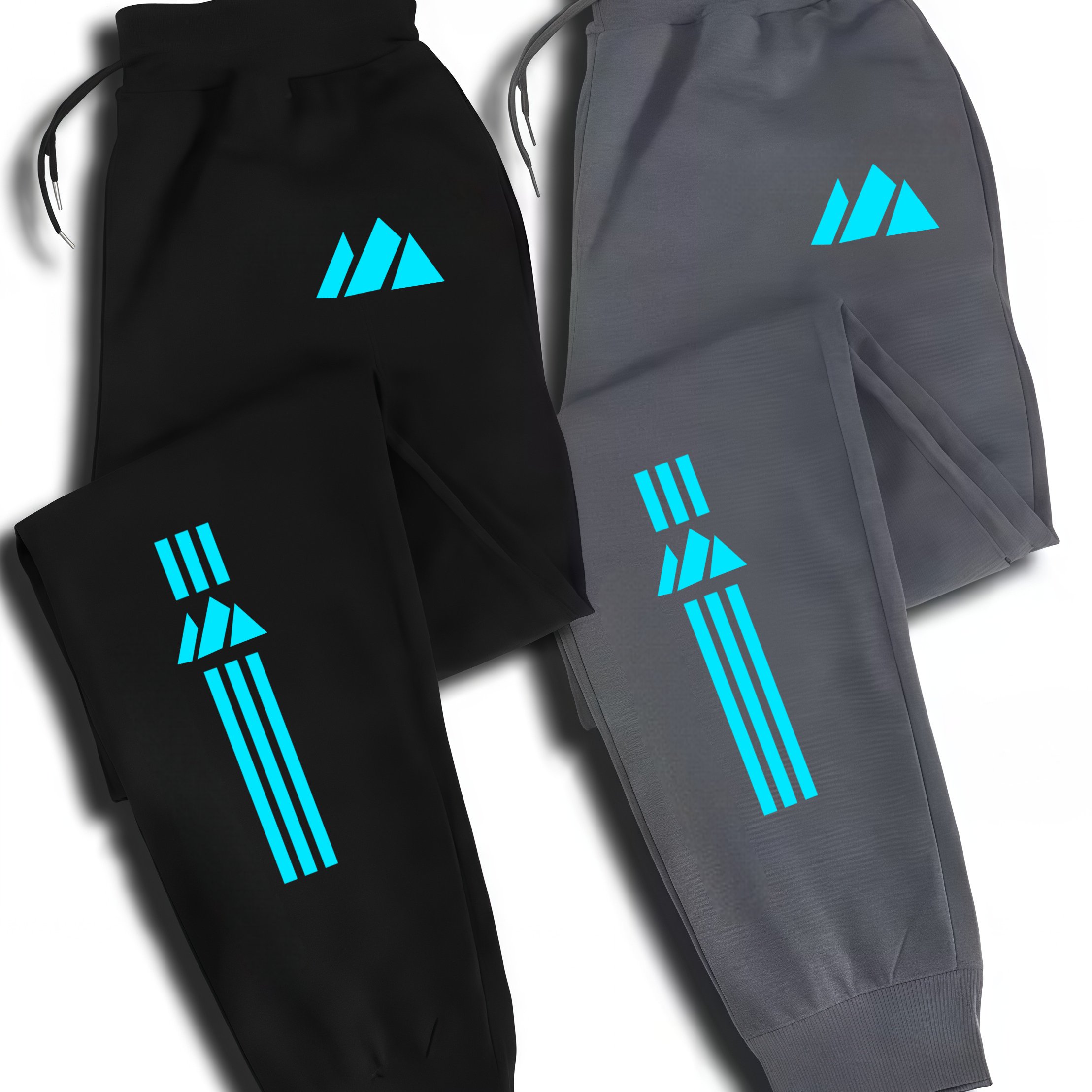TEMU 2pcs Value Pc Gray Joggers, Soft Comfortable Sweatpants With Print, Elastic Waist And Cuffs, Ideal For Gym, Lounging And Daily Use