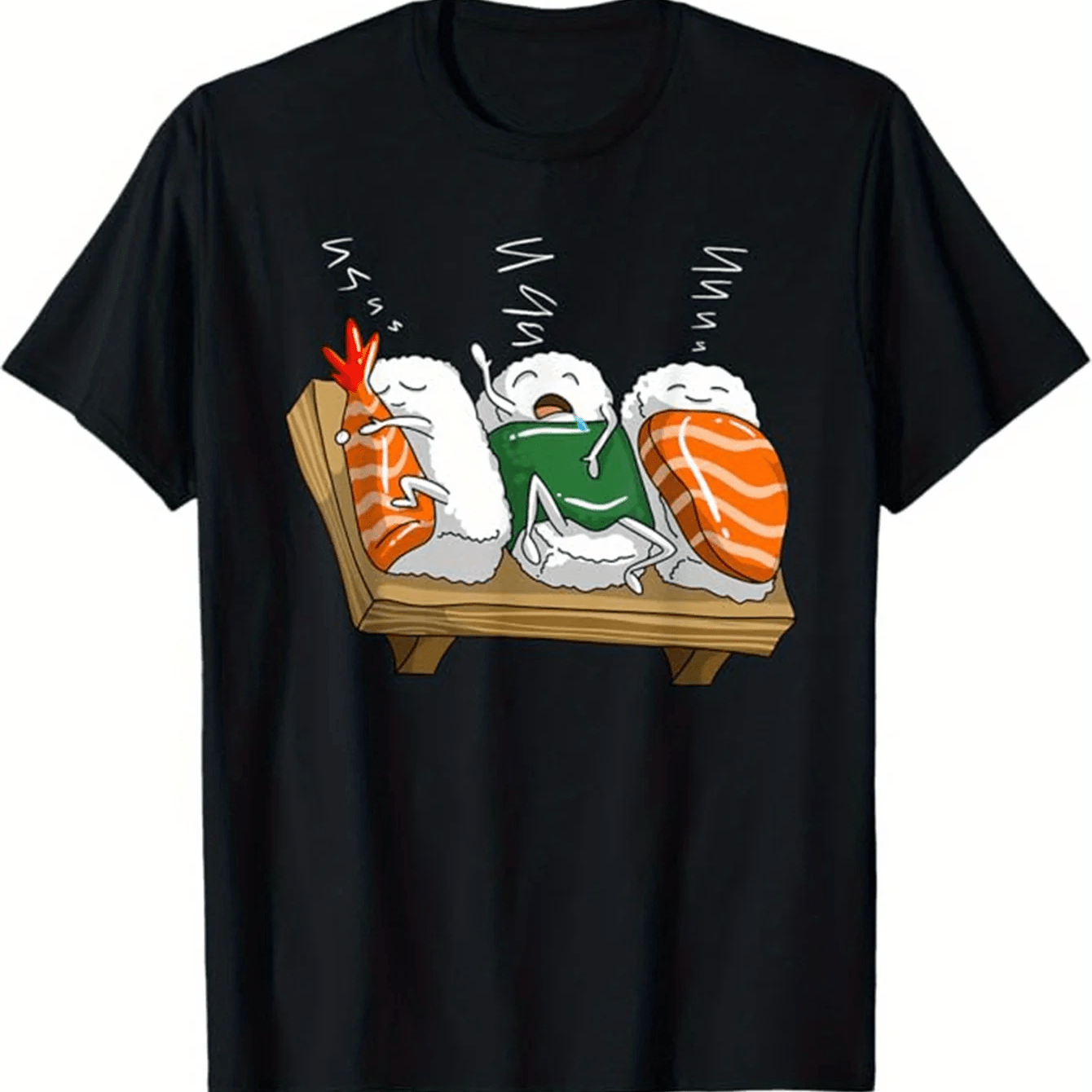 Plus Size Sushi Print Apparel Men's T-shirts Food Pattern T-shirts For Outdoor Wear Men's Clothing Casual Short-sleeve Crew Neck T-shi Big And Tall, Plus Size