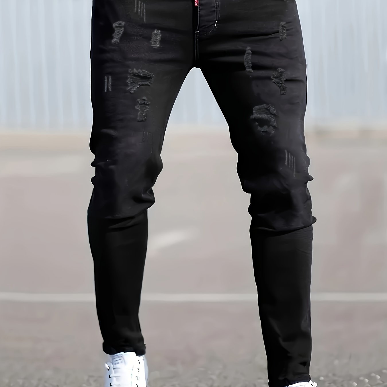 Image of Men's Fashion Stretch Fit Jeans - Black Washed Classic Long Pants, Perfect Gift For Spring, Summer, Autumn & Winter