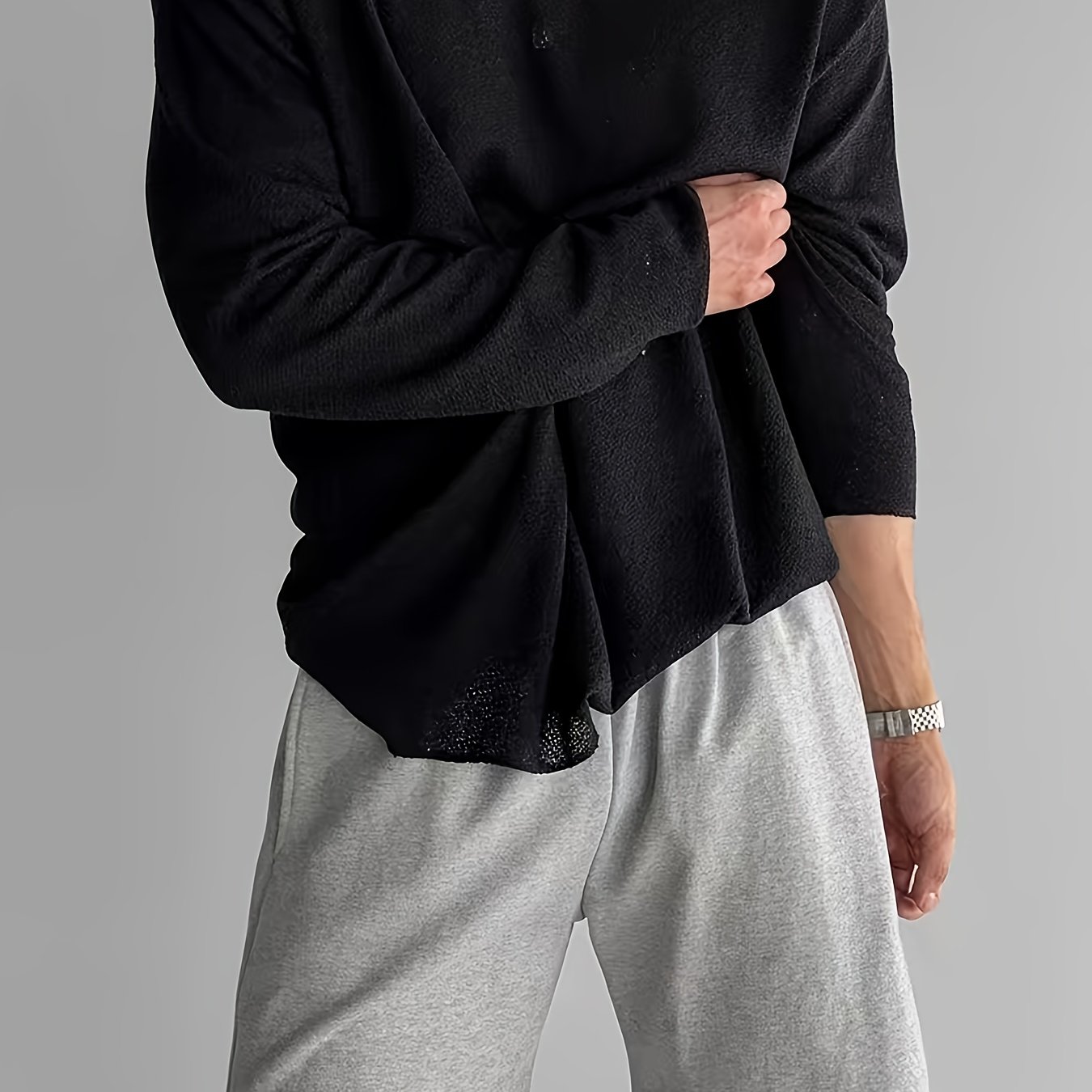TEMU Simple New Style Round Neck Long Sleeve T-shirt | Breathable And Versatile Unisex Spring Basic Base Layer