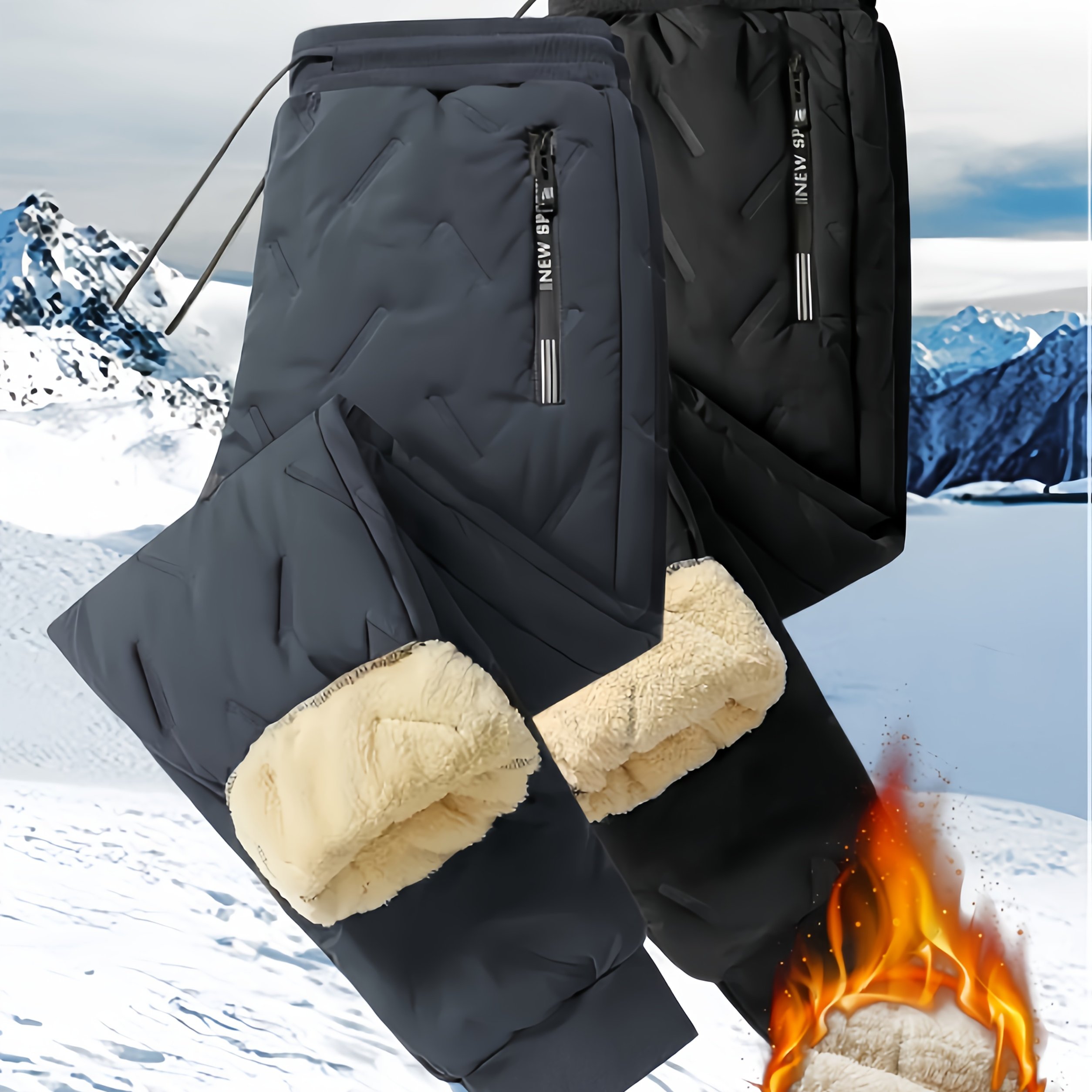 TEMU 2pcs Women's Autumn/winter -lined Thickened Thermal Sports Pants, Casual Sport Style, Solid , With Zippered Pockets, Cold-proof And Warm Pants,