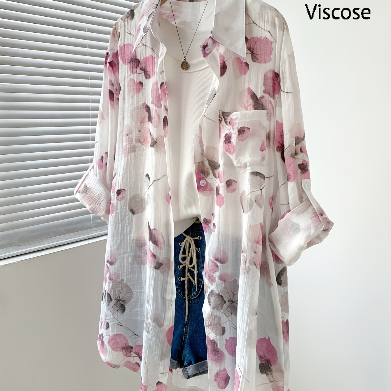 E-shop Mittellanger Strickjacke im Vintage-Stil mit verschwommenem Aufdruck Knöpfen, schickes neues Design, locker geschnittenes langärmeliges