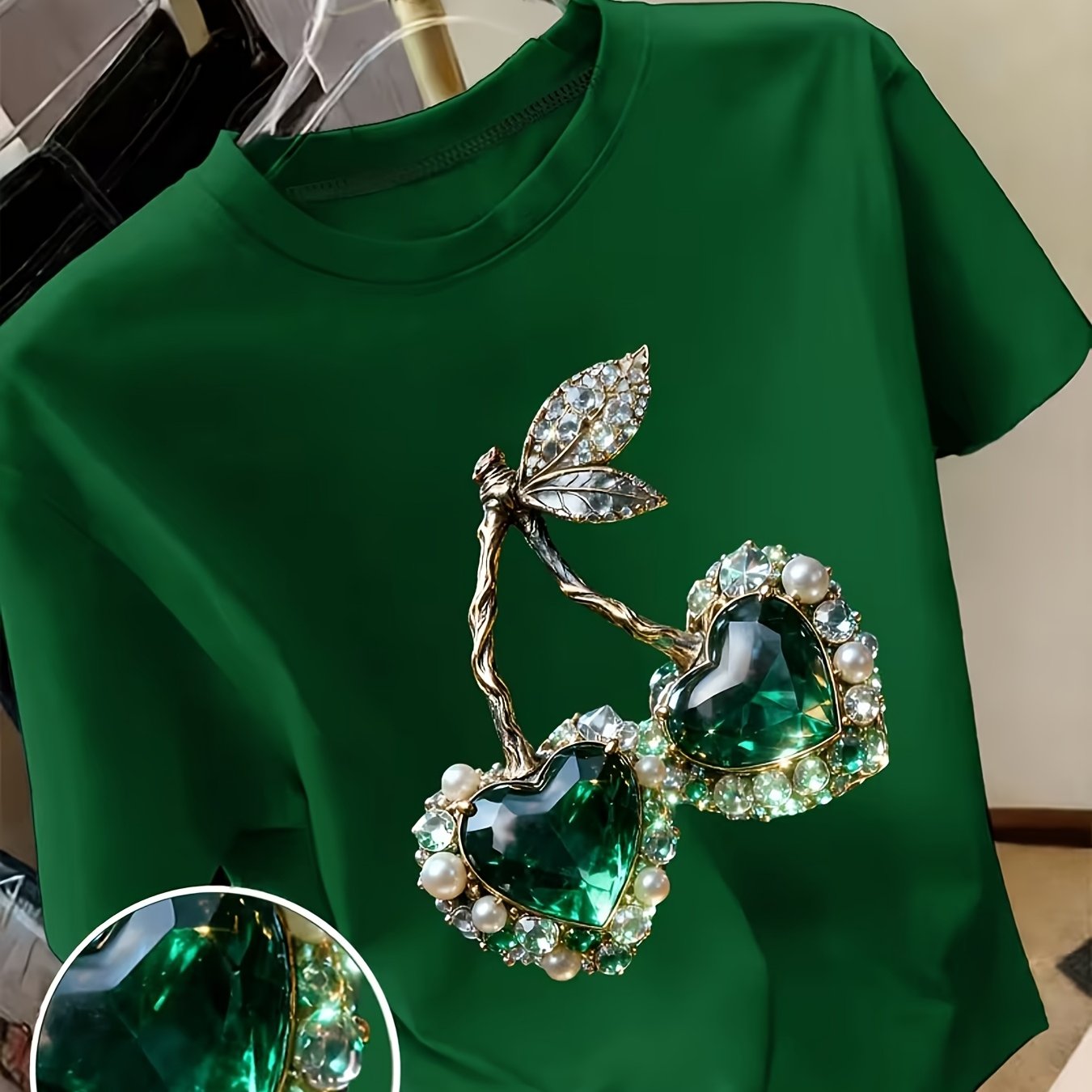 TEMU 2d Printed T-shirt With 2 Cherry Prints