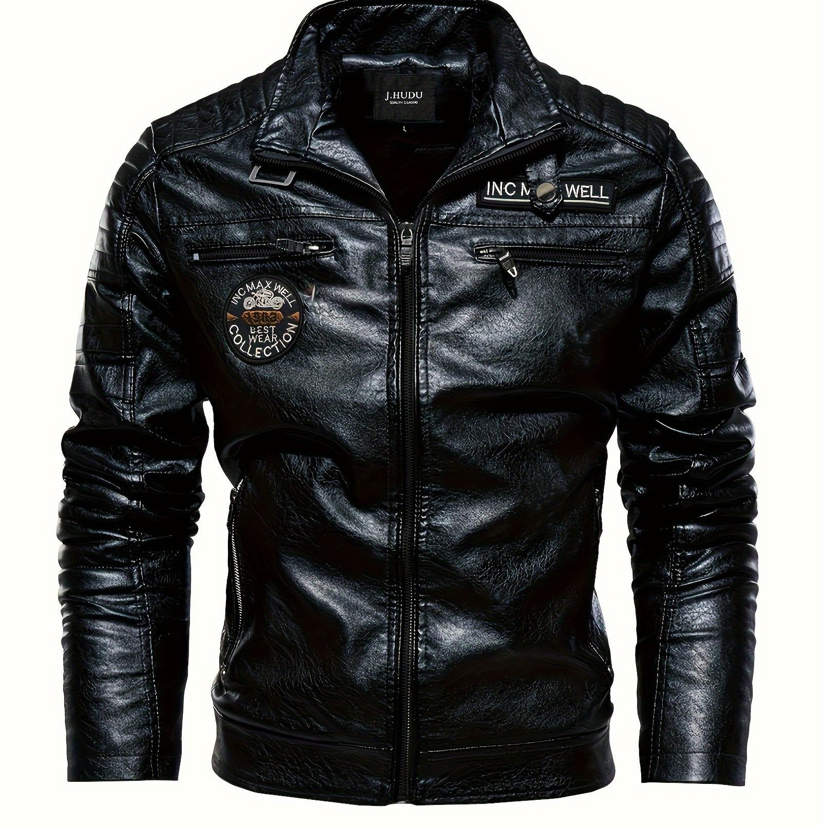 Men's Plus Size Jacket - Casual Zip-up Coat With Padded Lining, Brown, Long Sleeve, Regular Fit, Lining, Casual Outerwear For Everyday & Formal, Plus Size Jacket, Plus Size