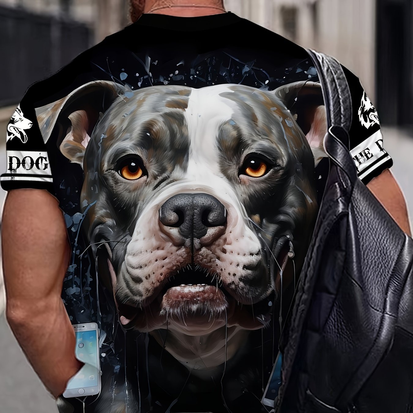 TEMU Dog Head Graphic 3d Print, Short-sleeve Round Neck Street Style T-shirt, Summer Outdoors